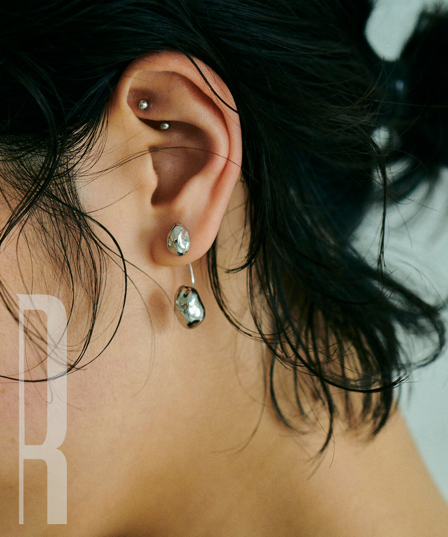 ROPE「【R（ロペ アール）】 SV925 デザインフープピアス」|ピアス|シルバー(93)