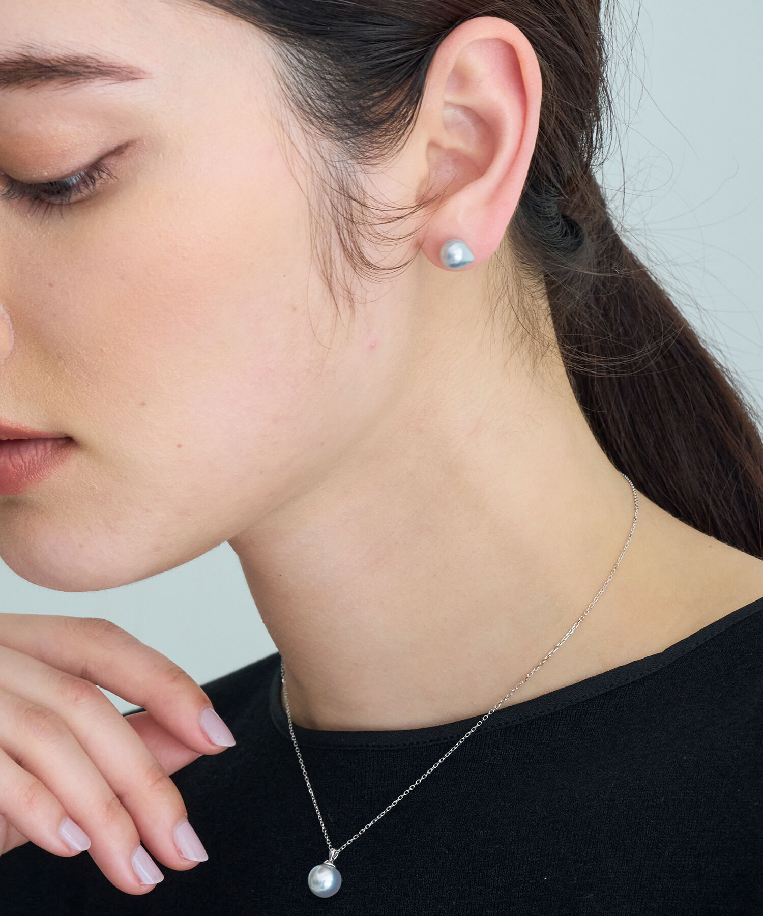 ROPE「R（ロペ アール） あこやナチュラルブルーパール1粒ピアス」|ピアス|