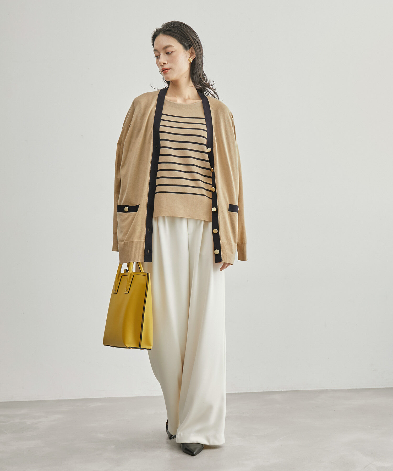 ROPE「ハイゲージ天竺Vネックカーディガン/アンサンブル対応【雑誌掲載】」|カーディガン|