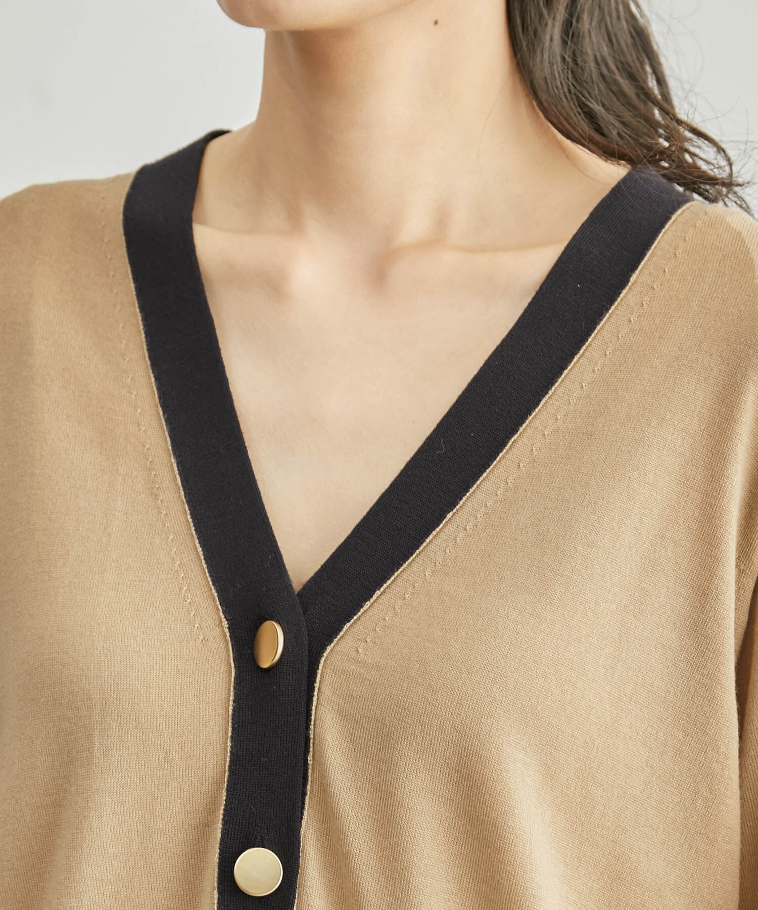 ROPE「ハイゲージ天竺Vネックカーディガン/アンサンブル対応【雑誌掲載】」|カーディガン|