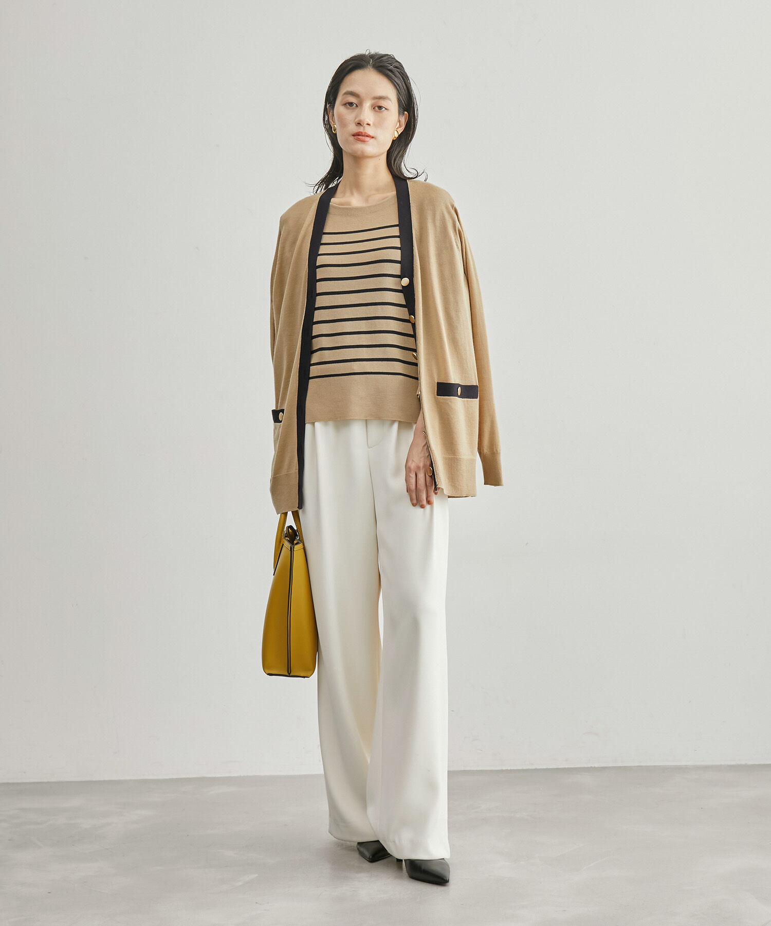 ROPE「ハイゲージ天竺Vネックカーディガン/アンサンブル対応【雑誌掲載】」|カーディガン|