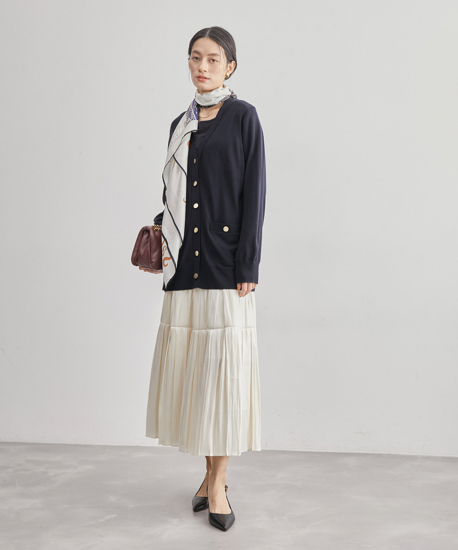 ROPE「ハイゲージ天竺Vネックカーディガン/アンサンブル対応【雑誌掲載】」|カーディガン|