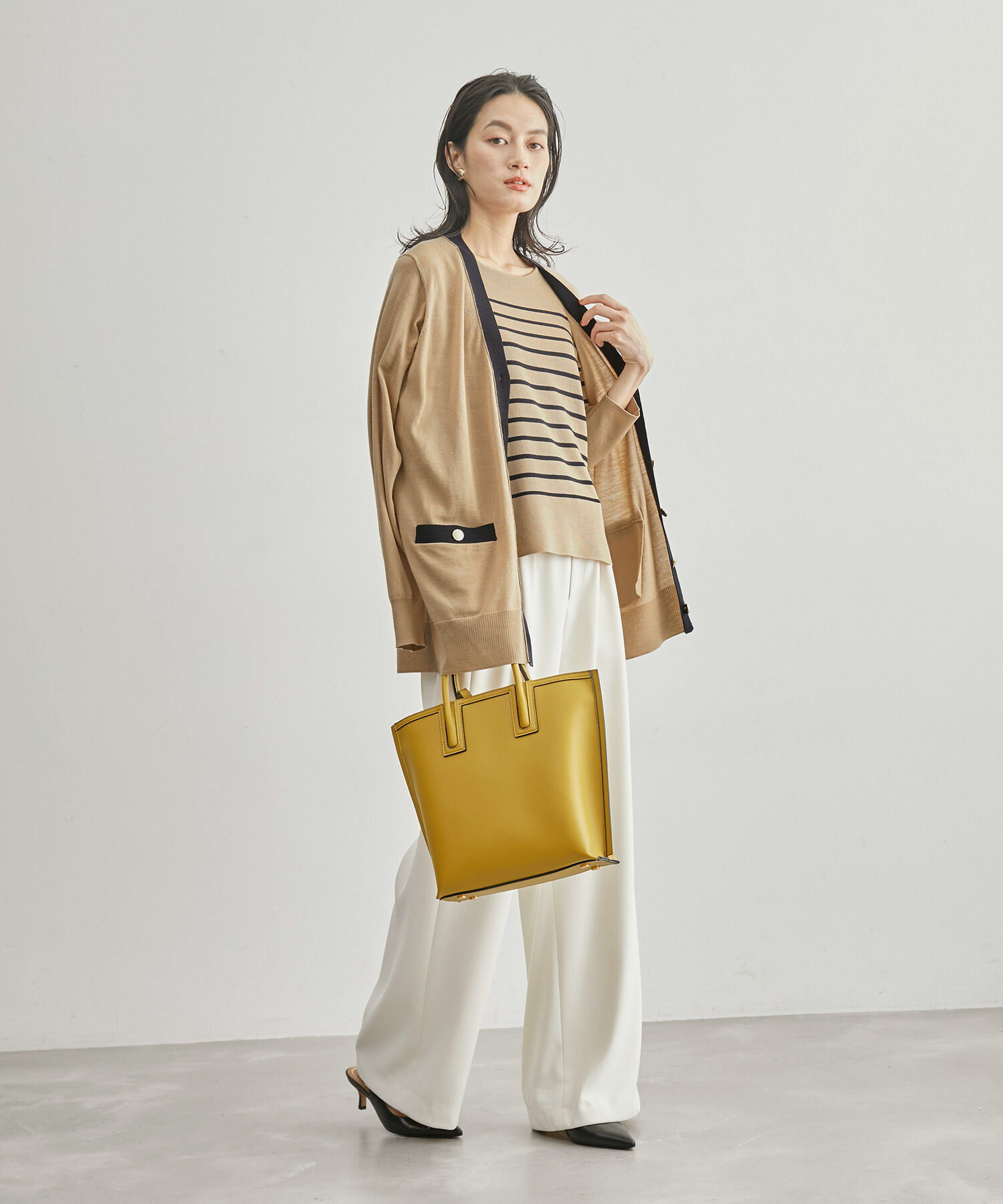 ROPE「ハイゲージ天竺Vネックカーディガン/アンサンブル対応【雑誌掲載】」|カーディガン|