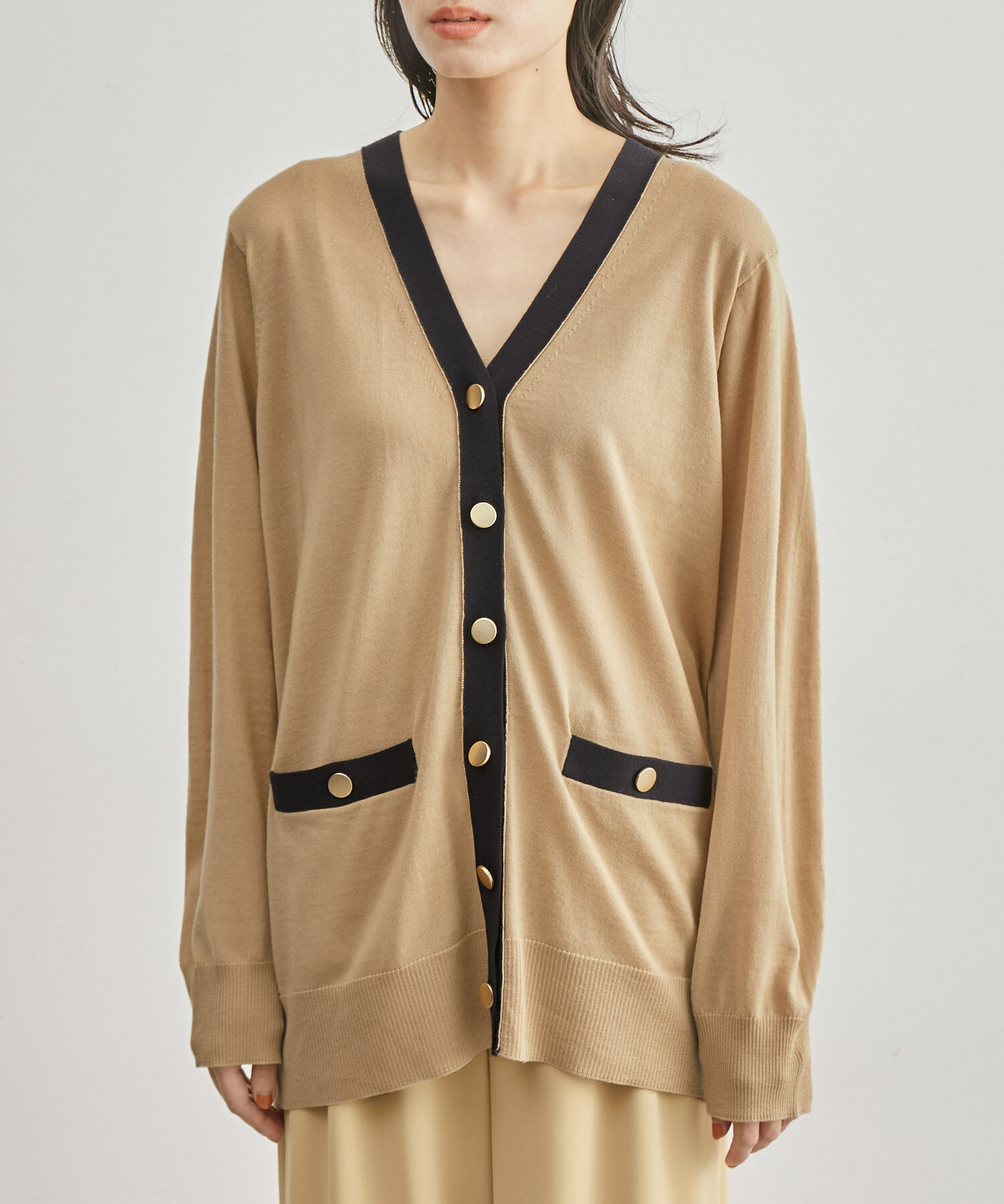 ROPE「ハイゲージ天竺Vネックカーディガン/アンサンブル対応【雑誌掲載】」|カーディガン|