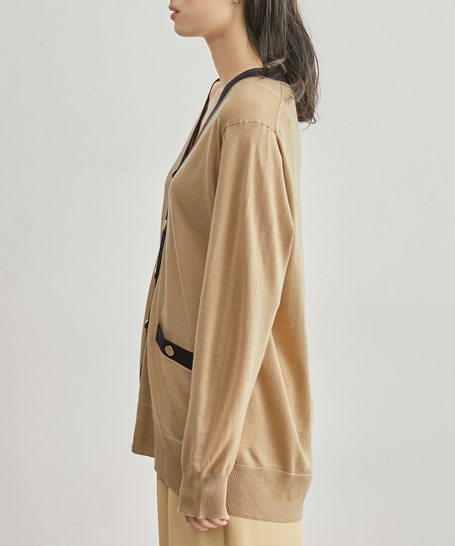 ROPE「ハイゲージ天竺Vネックカーディガン/アンサンブル対応【雑誌掲載】」|カーディガン|