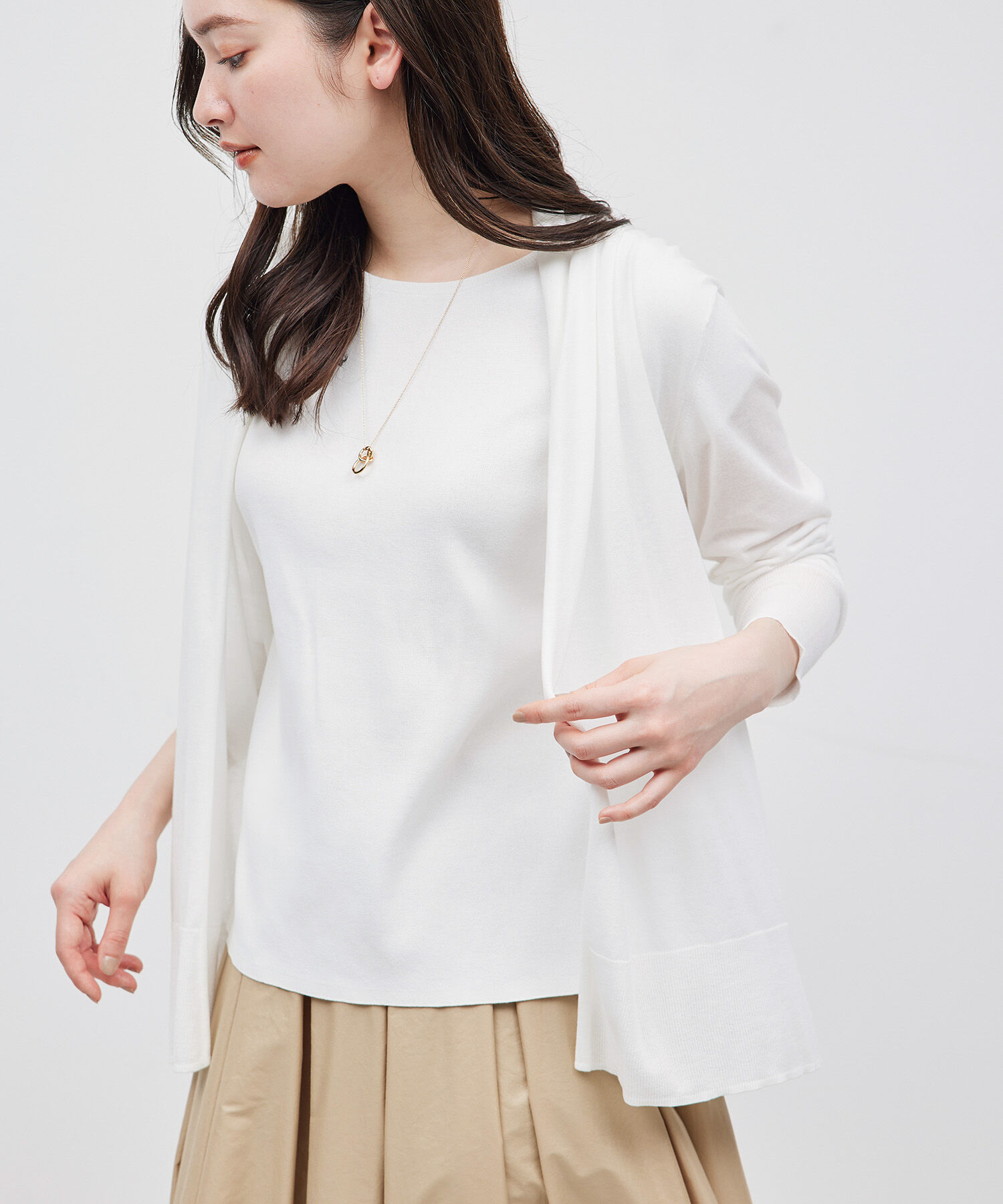 ROPE「【洗える】【接触冷感】ICE COTTONトッパーカーディガン」|カーディガン|オフホワイト(15)