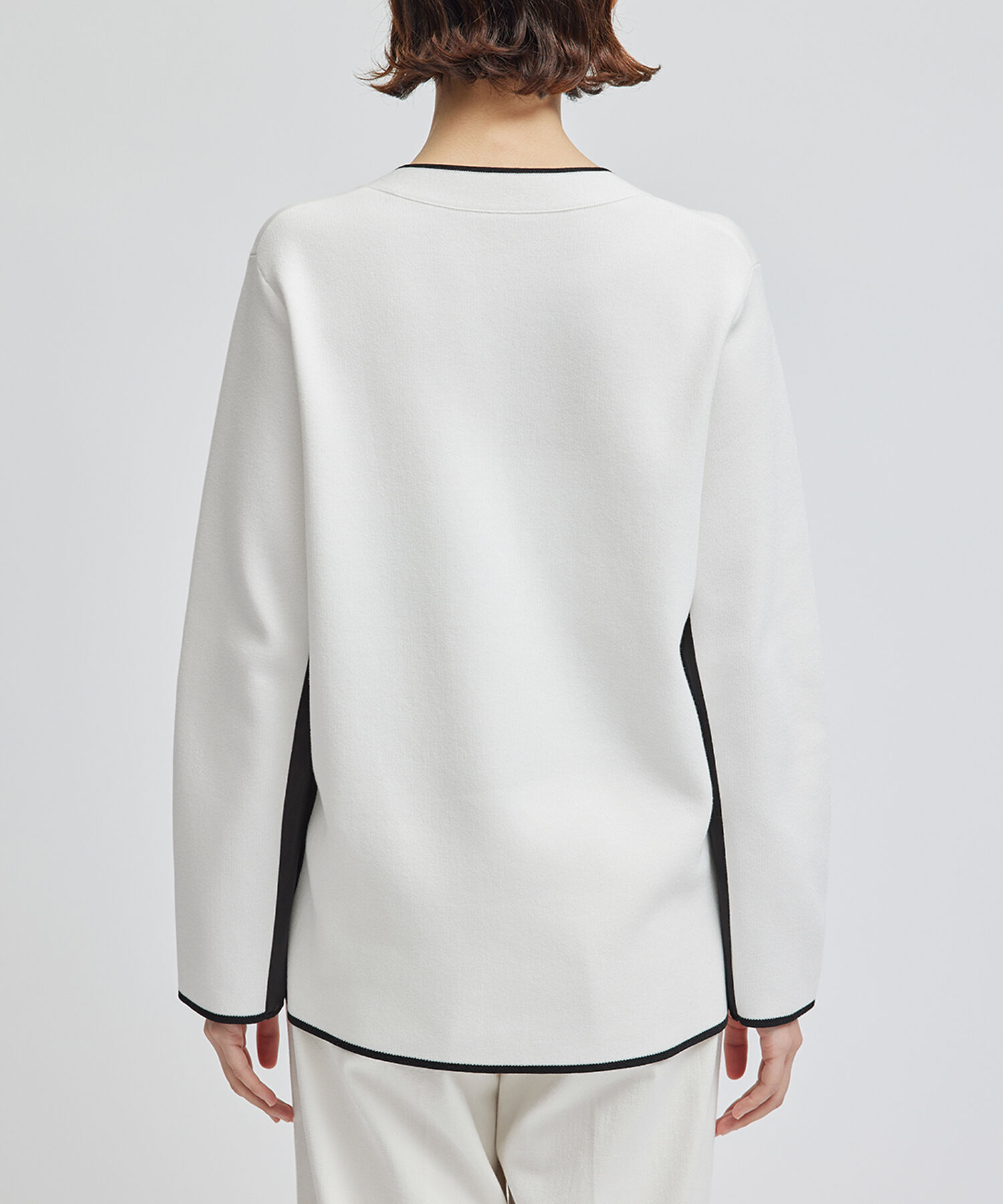 ROPE「サテン切り替えジャケット風カーディガン」|カーディガン|