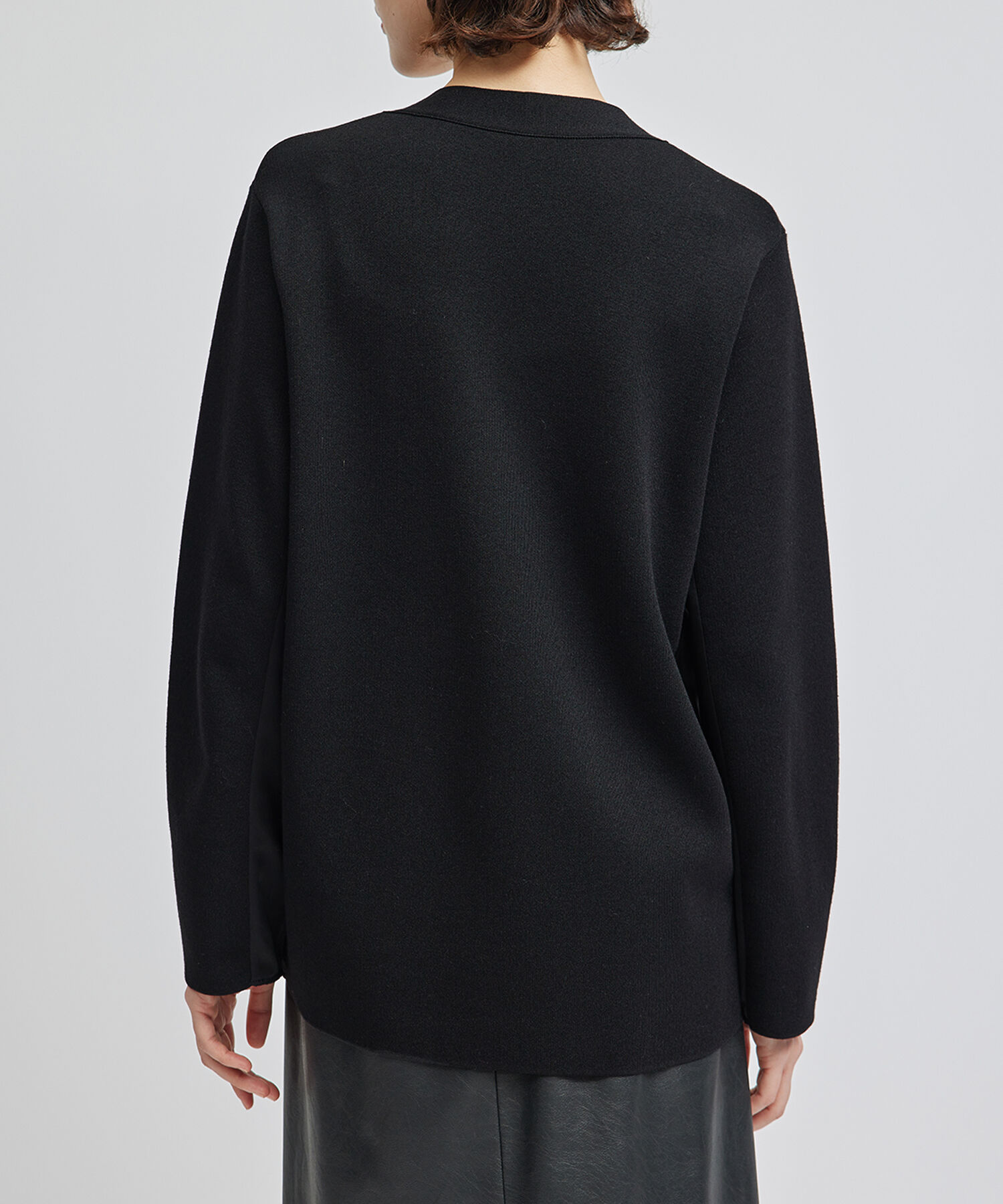 ROPE「サテン切り替えジャケット風カーディガン」|カーディガン|