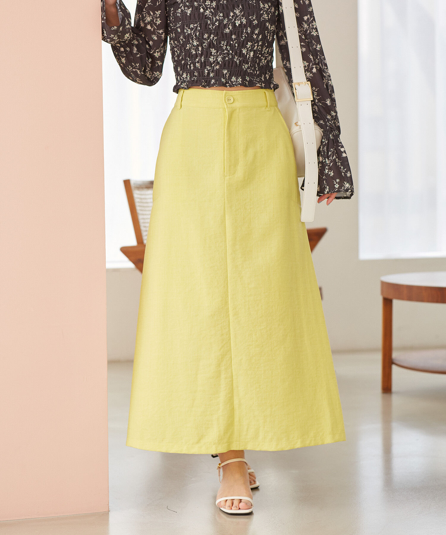 VIS「美easyリネンライクAラインスカート【洗える】【低身長～高身長】」|スカート|