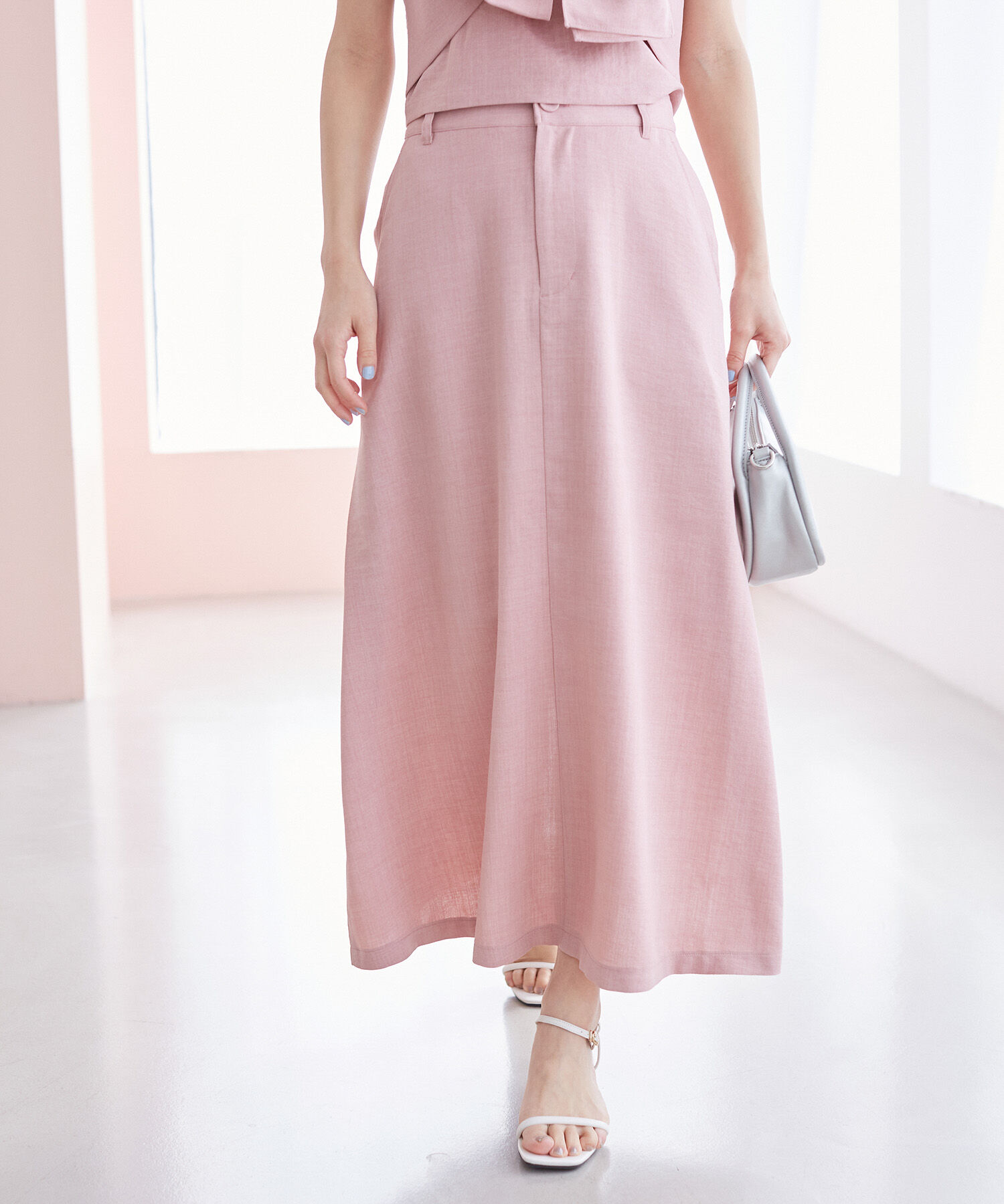 VIS「美easyリネンライクAラインスカート【洗える】【低身長～高身長】」|スカート|