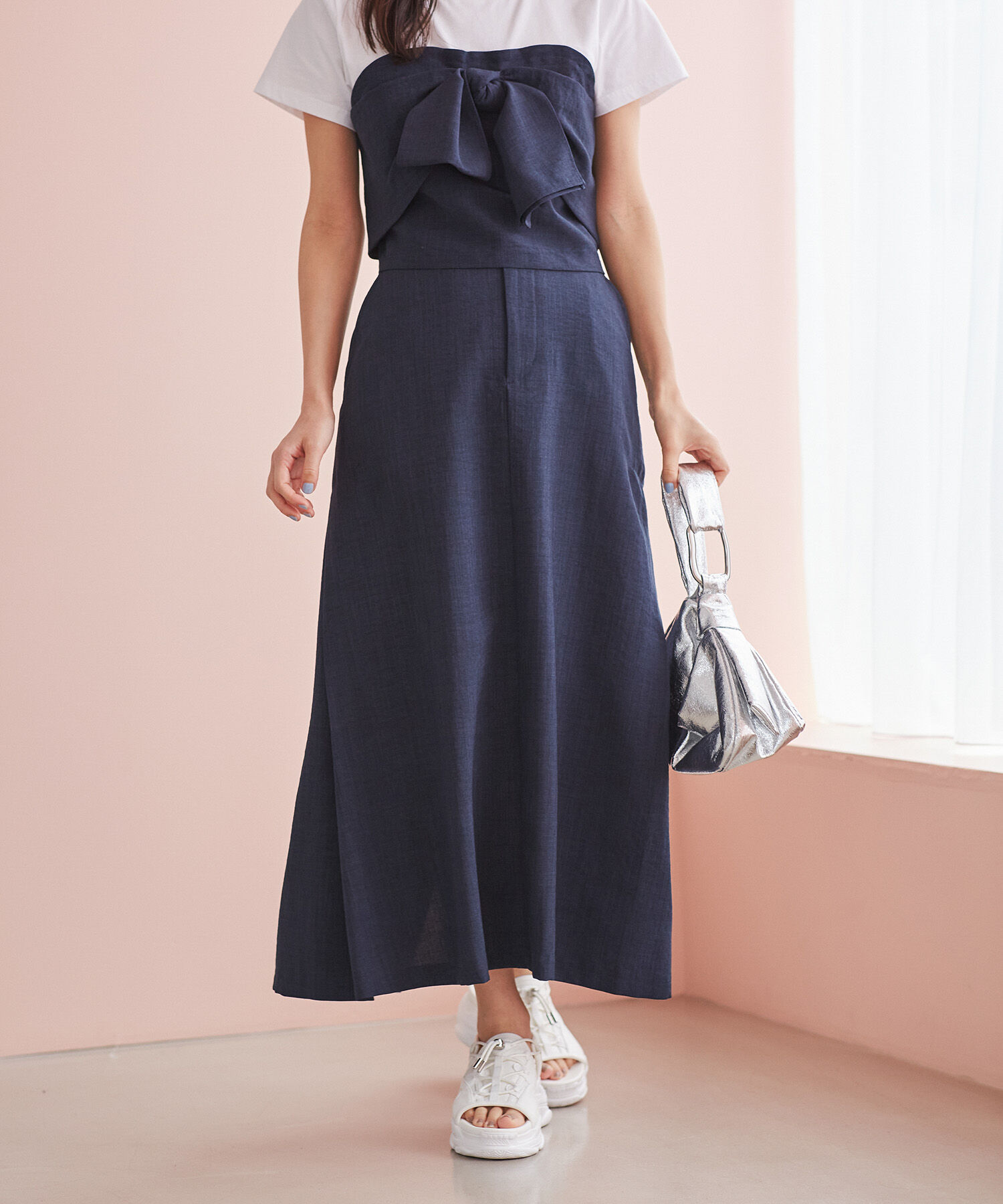 VIS「美easyリネンライクAラインスカート【洗える】【低身長～高身長】」|スカート|