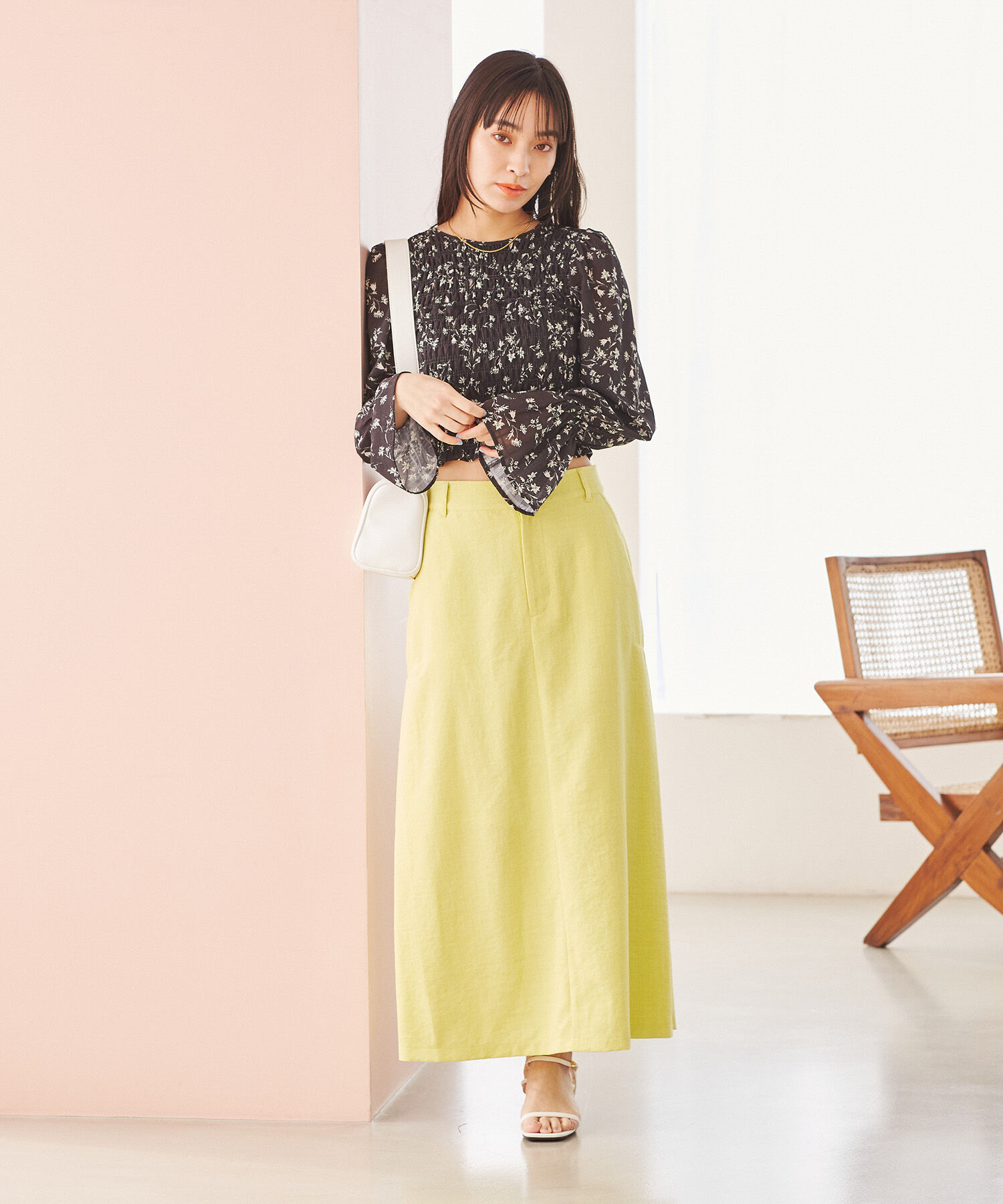 VIS「美easyリネンライクAラインスカート【洗える】【低身長～高身長】」|スカート|