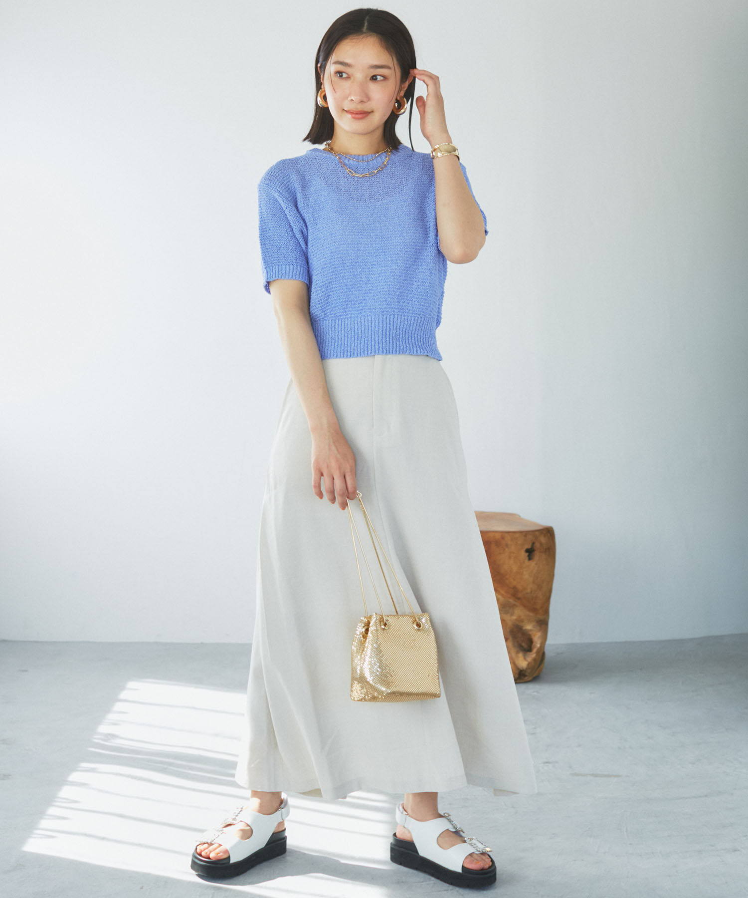 VIS「美easyリネンライクAラインスカート【洗える】【低身長～高身長】」|スカート|