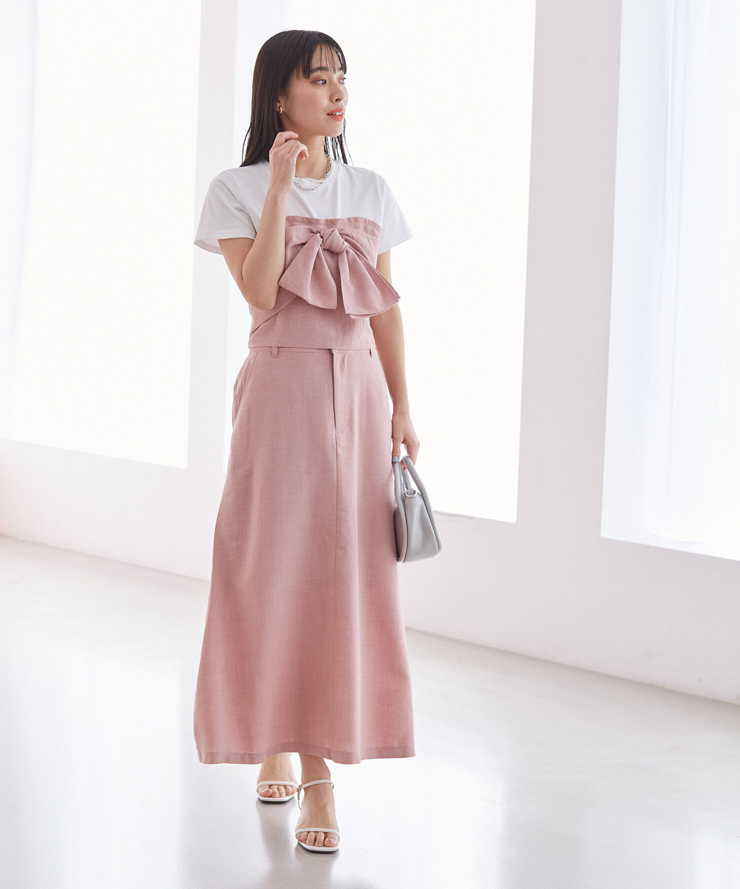 VIS「美easyリネンライクAラインスカート【洗える】【低身長～高身長】」|スカート|