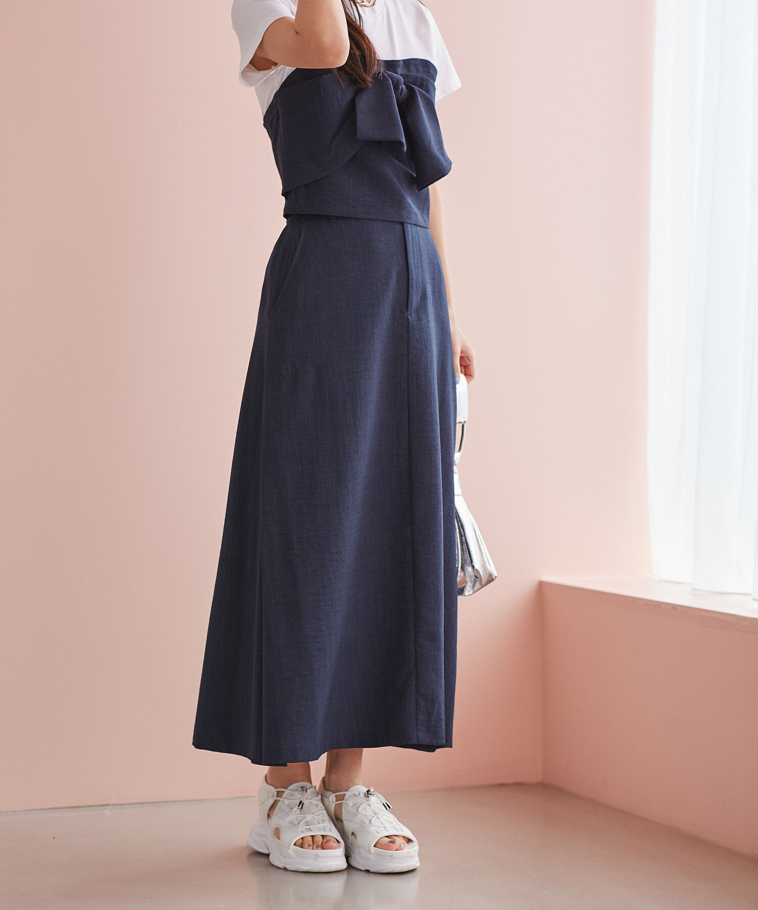 VIS「美easyリネンライクAラインスカート【洗える】【低身長～高身長】」|スカート|