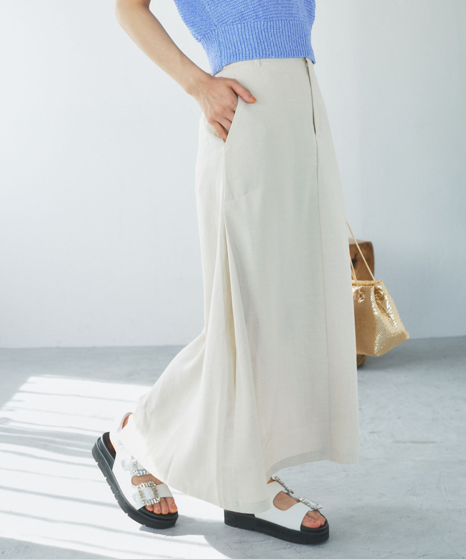 VIS「美easyリネンライクAラインスカート【洗える】【低身長～高身長】」|スカート|