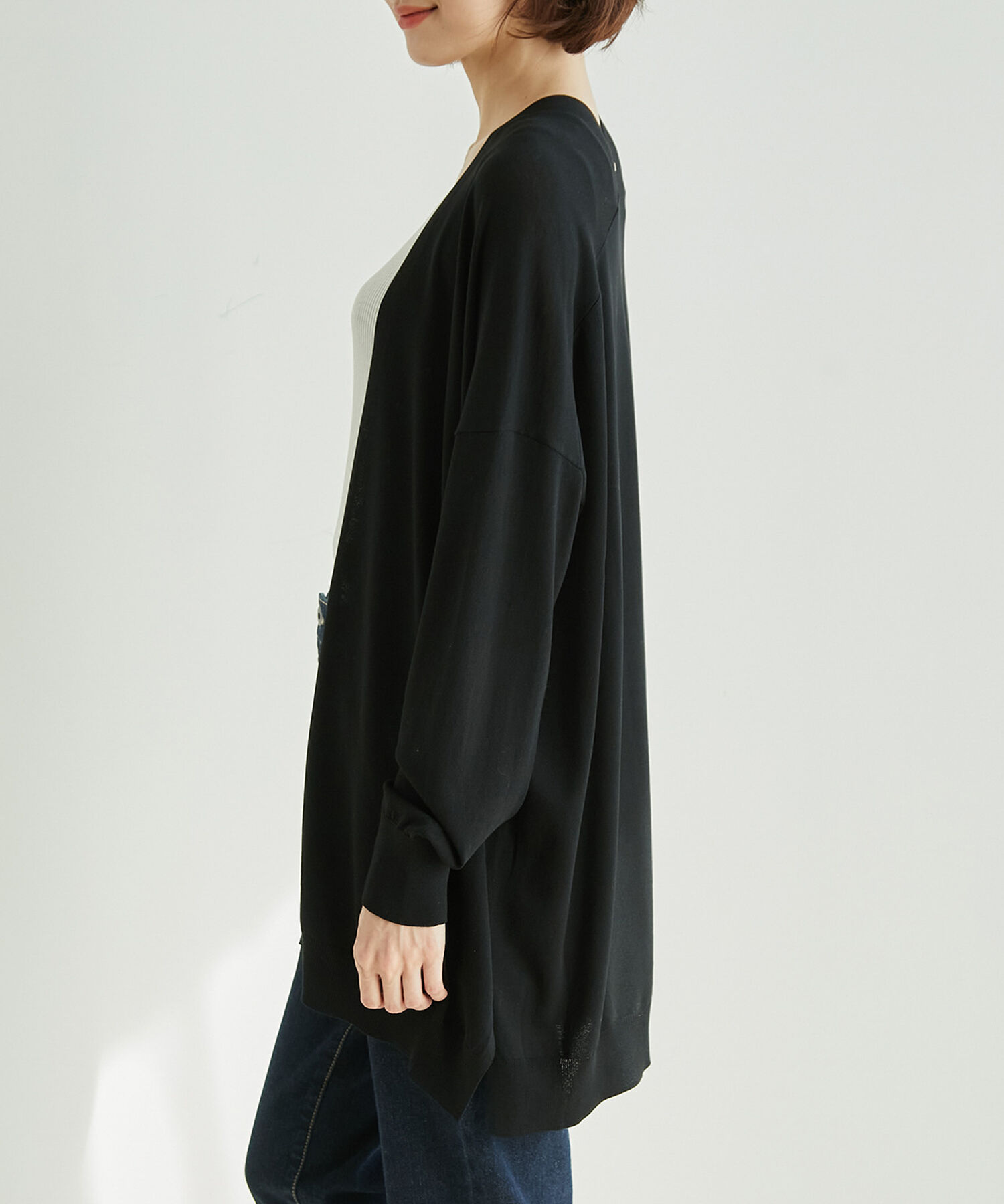 Rope&rsquo;Picnic「【WEB限定カラー:ネイビー】UVカット＆洗濯機OK/Aラインカーディガン」|カーディガン|