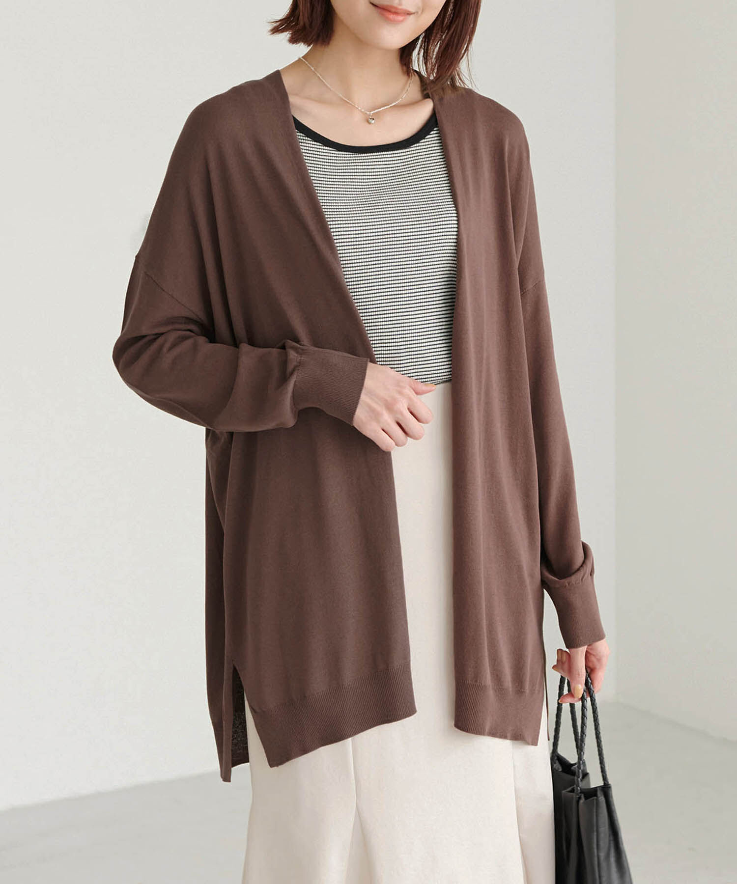 Rope&rsquo;Picnic「【WEB限定カラー:ネイビー】UVカット＆洗濯機OK/Aラインカーディガン」|カーディガン|ダークブラウン(20)