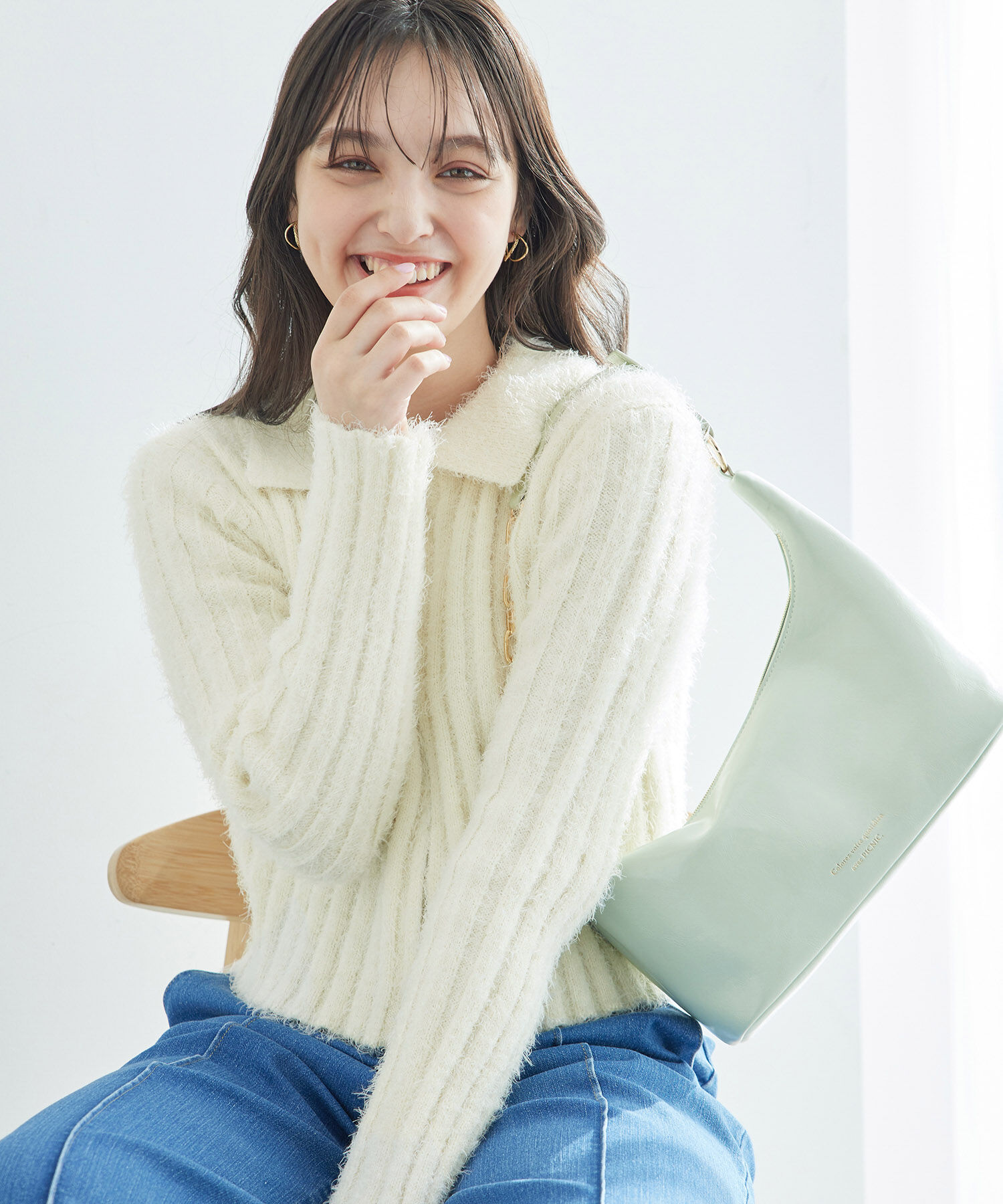 Rope&rsquo;Picnic「【一部店舗限定】ラメフェザー衿付ジップカーディガン」|カーディガン|