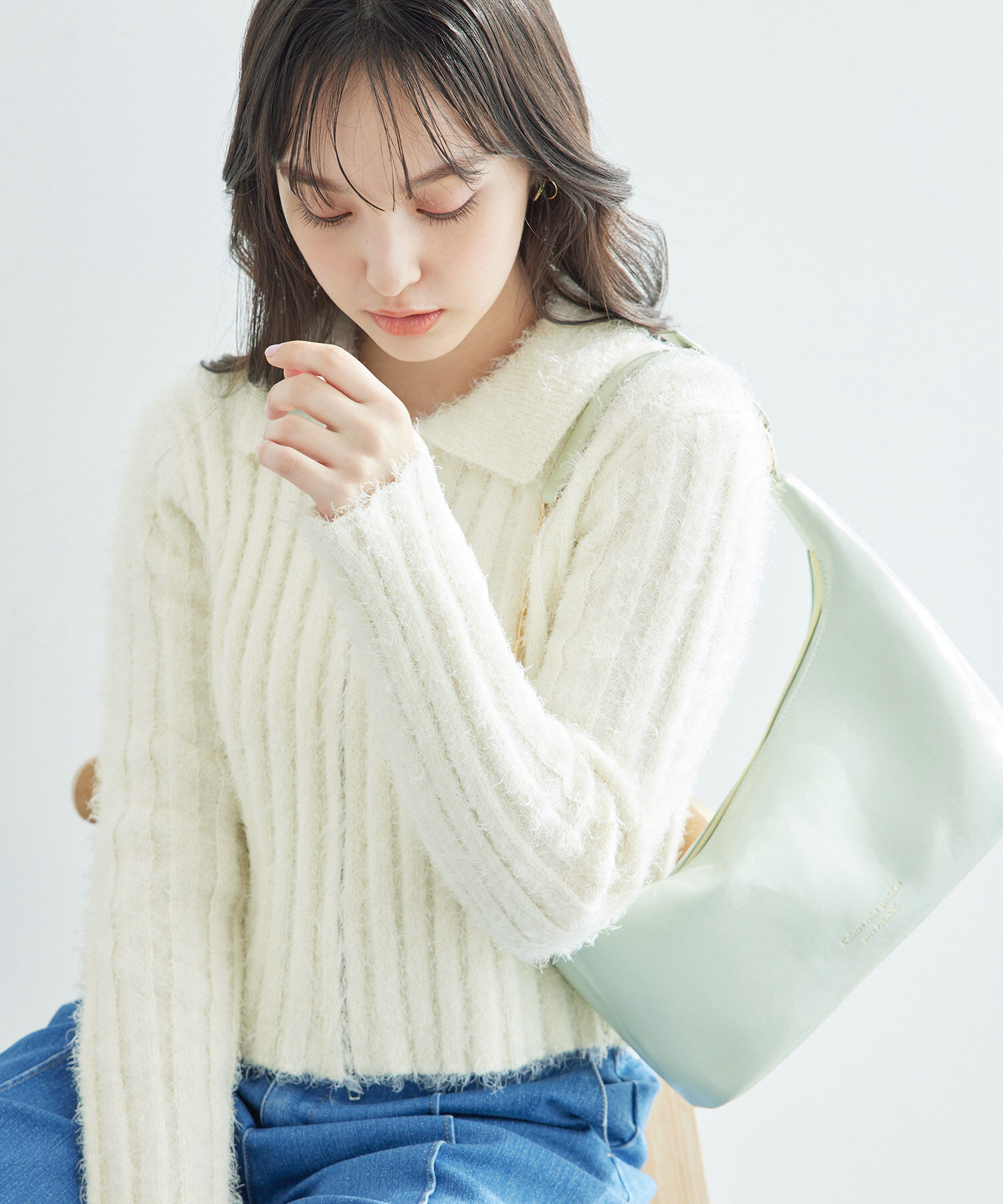 Rope&rsquo;Picnic「【一部店舗限定】ラメフェザー衿付ジップカーディガン」|カーディガン|