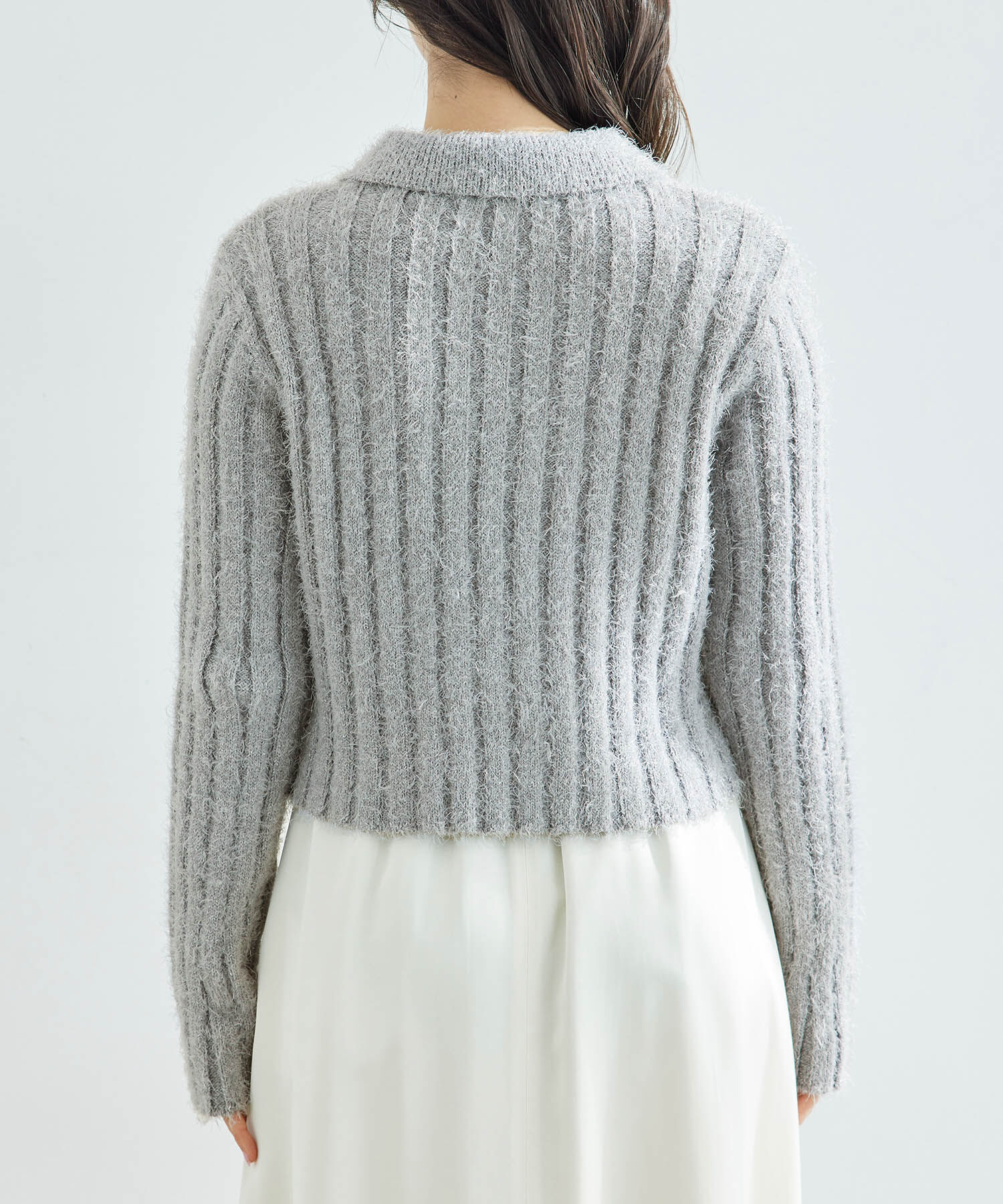 Rope&rsquo;Picnic「【一部店舗限定】ラメフェザー衿付ジップカーディガン」|カーディガン|