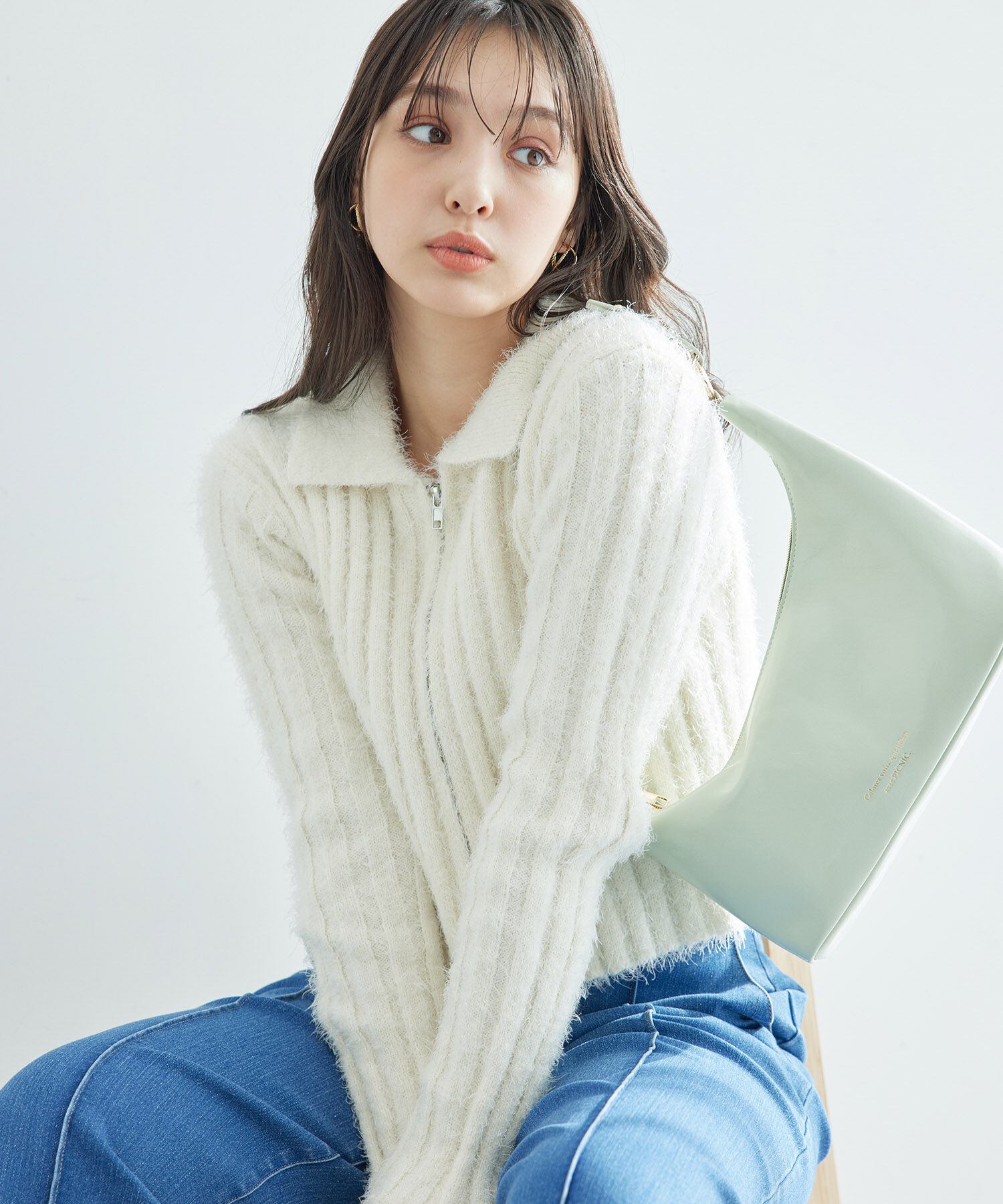 Rope&rsquo;Picnic「【一部店舗限定】ラメフェザー衿付ジップカーディガン」|カーディガン|キナリ(16)