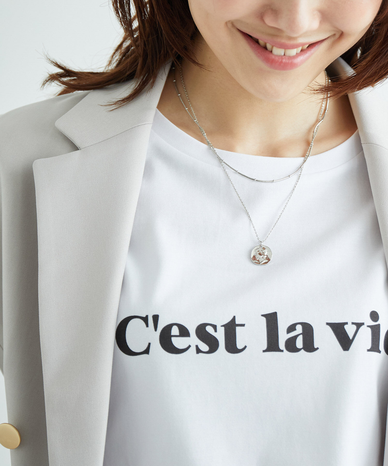 ROPE PICNIC PASSAGE「コイントップデザインチェーン2連ショートネックレス」|ネックレス|シルバー(93)