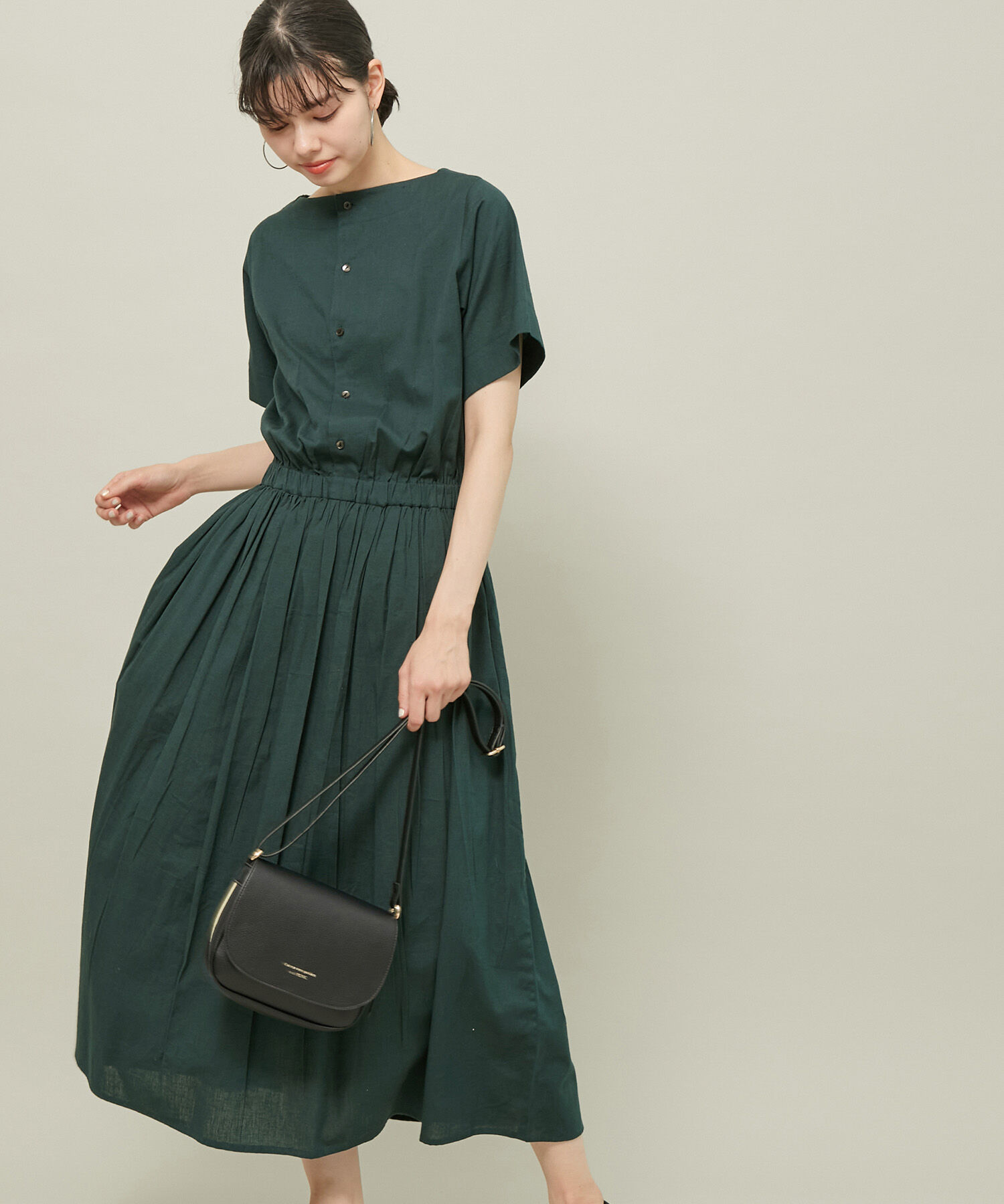 ROPE' PICNIC R「【WEB限定カラー:スミクロ】INDIAウエストマークワンピース」|ワンピース|ダークグリーン(31)