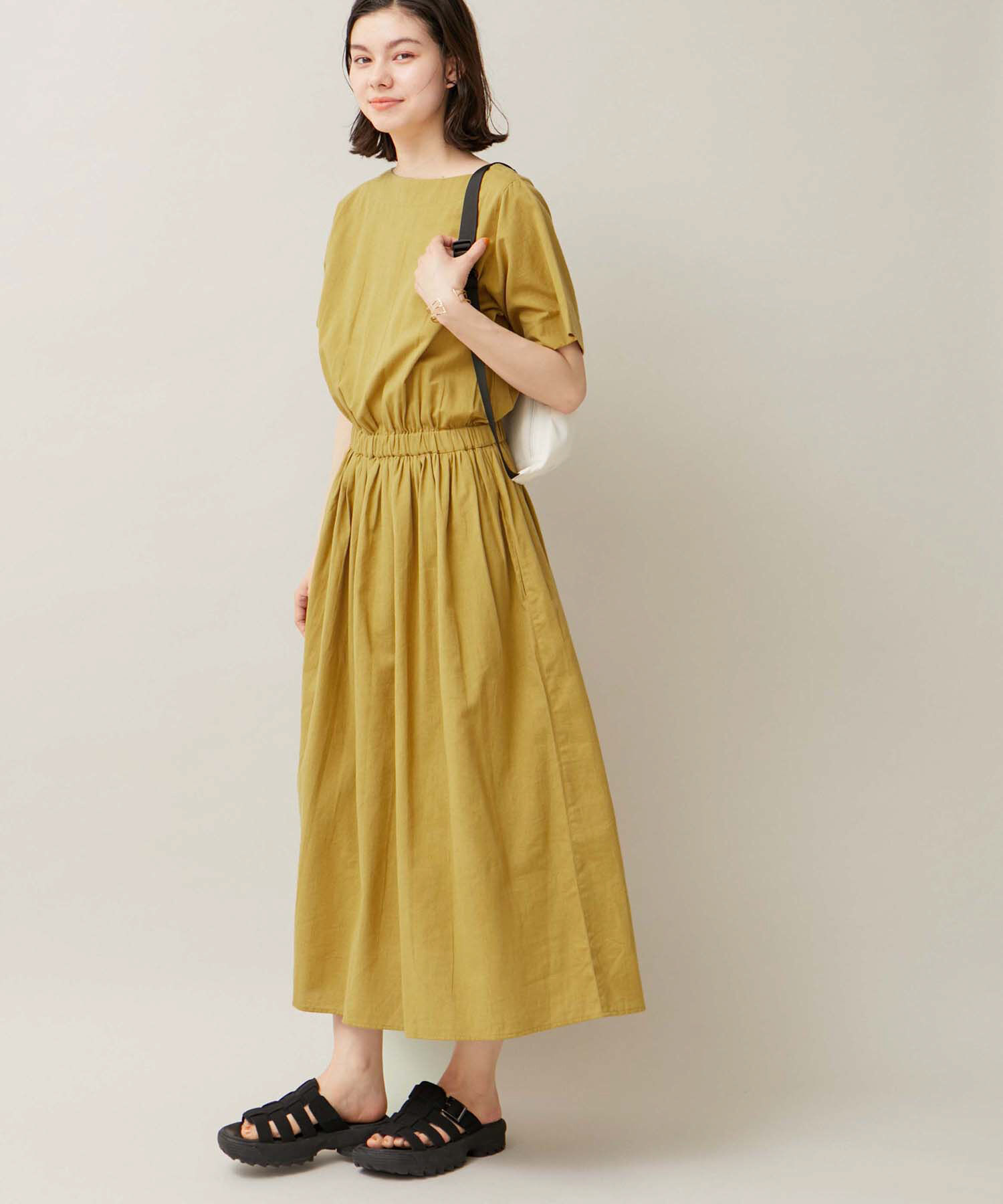 ROPE' PICNIC R「【WEB限定カラー:スミクロ】INDIAウエストマークワンピース」|ワンピース|カラシ(86)