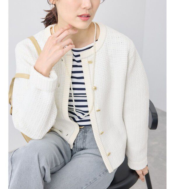 Rope&rsquo;Picnic「ゴールドボタンサマーツイードカーディジャケット」|カーディガン|