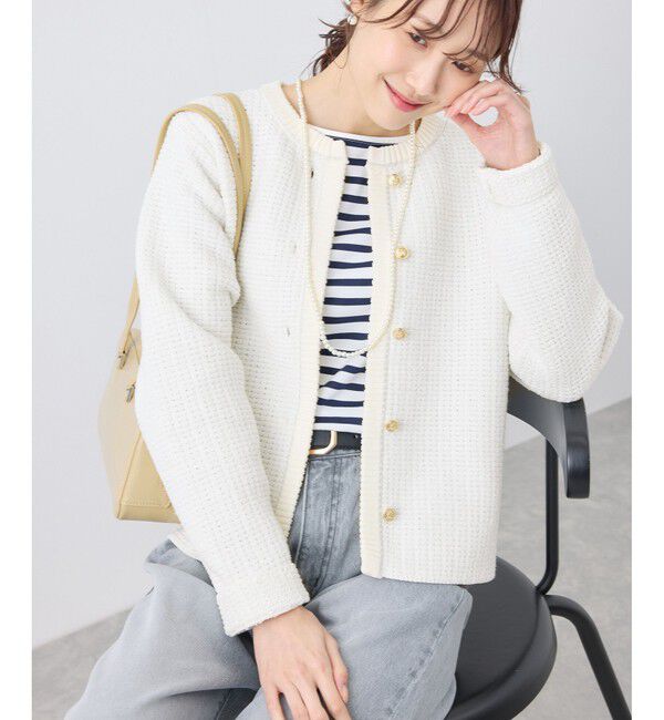 Rope&rsquo;Picnic「ゴールドボタンサマーツイードカーディジャケット」|カーディガン|ホワイト系(11)
