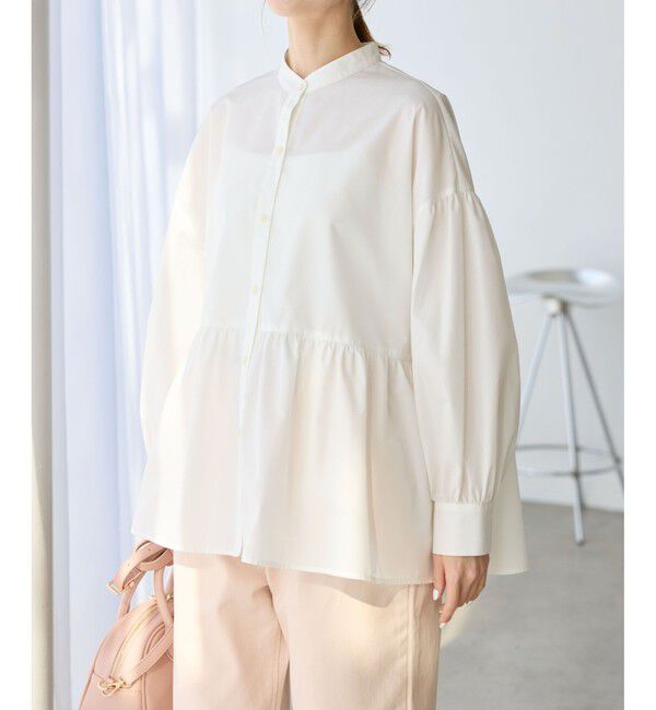 Rope&rsquo;Picnic「【花粉ガード・防シワ】ギャザーシャツブラウス」|シャツ・ブラウス|