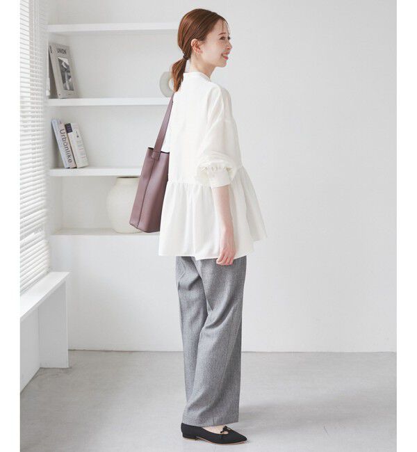 Rope&rsquo;Picnic「【UVケア・防シワ】羽織れるピンタックデザインペプラムシャツ」|シャツ・ブラウス|