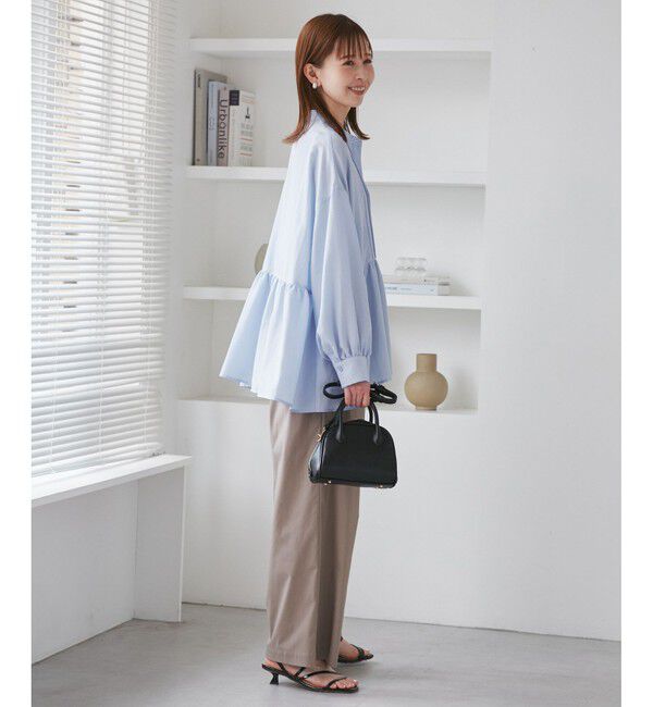 Rope&rsquo;Picnic「【UVケア・防シワ】羽織れるピンタックデザインペプラムシャツ」|シャツ・ブラウス|