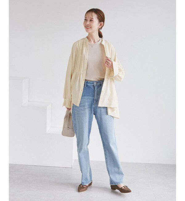 Rope&rsquo;Picnic「【UVケア・防シワ】羽織れるピンタックデザインペプラムシャツ」|シャツ・ブラウス|