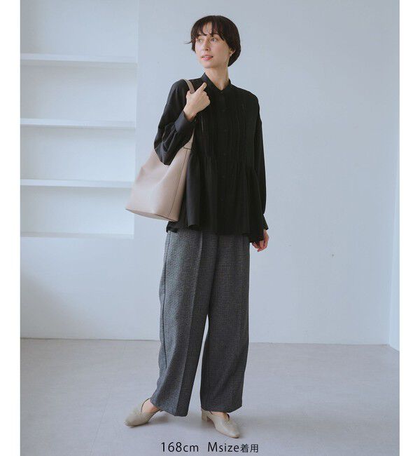 Rope&rsquo;Picnic「【UVケア・防シワ】羽織れるピンタックデザインペプラムシャツ」|シャツ・ブラウス|