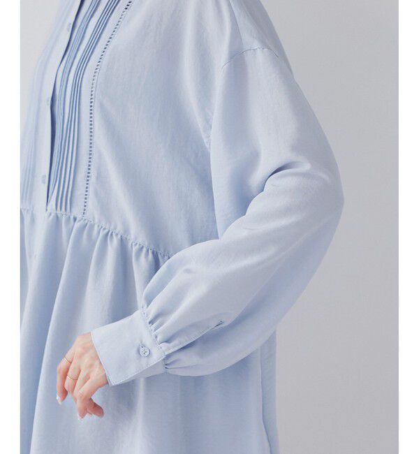 Rope&rsquo;Picnic「【UVケア・防シワ】羽織れるピンタックデザインペプラムシャツ」|シャツ・ブラウス|