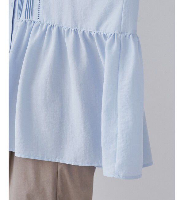 Rope&rsquo;Picnic「【UVケア・防シワ】羽織れるピンタックデザインペプラムシャツ」|シャツ・ブラウス|