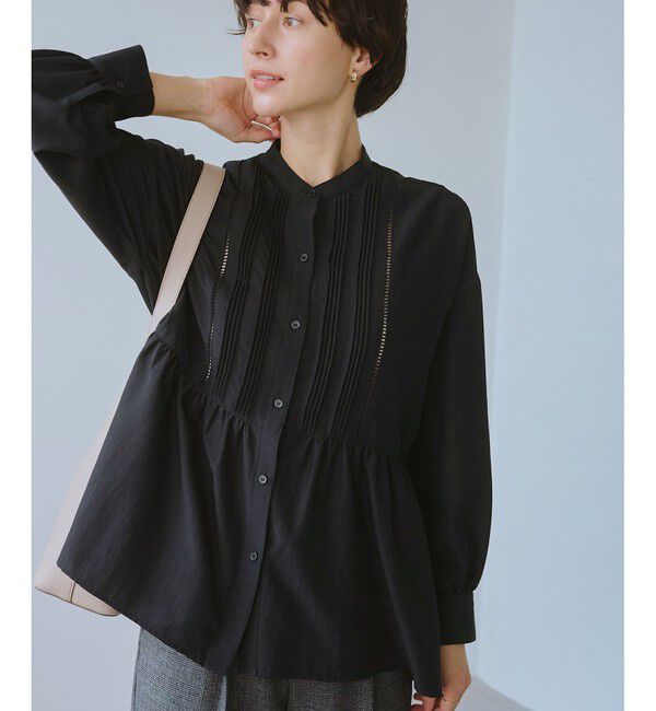 Rope&rsquo;Picnic「【UVケア・防シワ】羽織れるピンタックデザインペプラムシャツ」|シャツ・ブラウス|