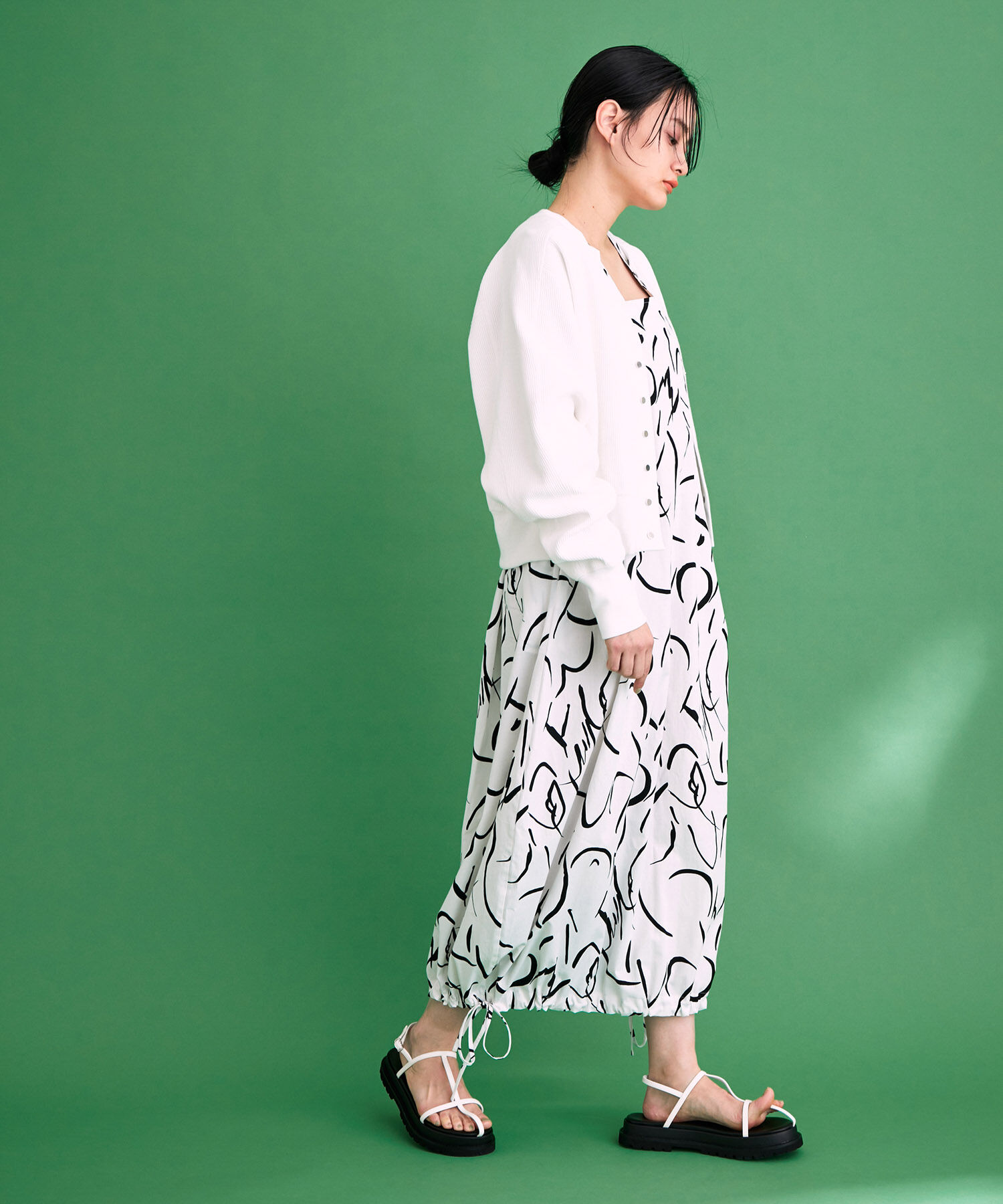 ADAM ET ROPE'「【サステナブル】キーネックスナップカーディガン」|カーディガン|