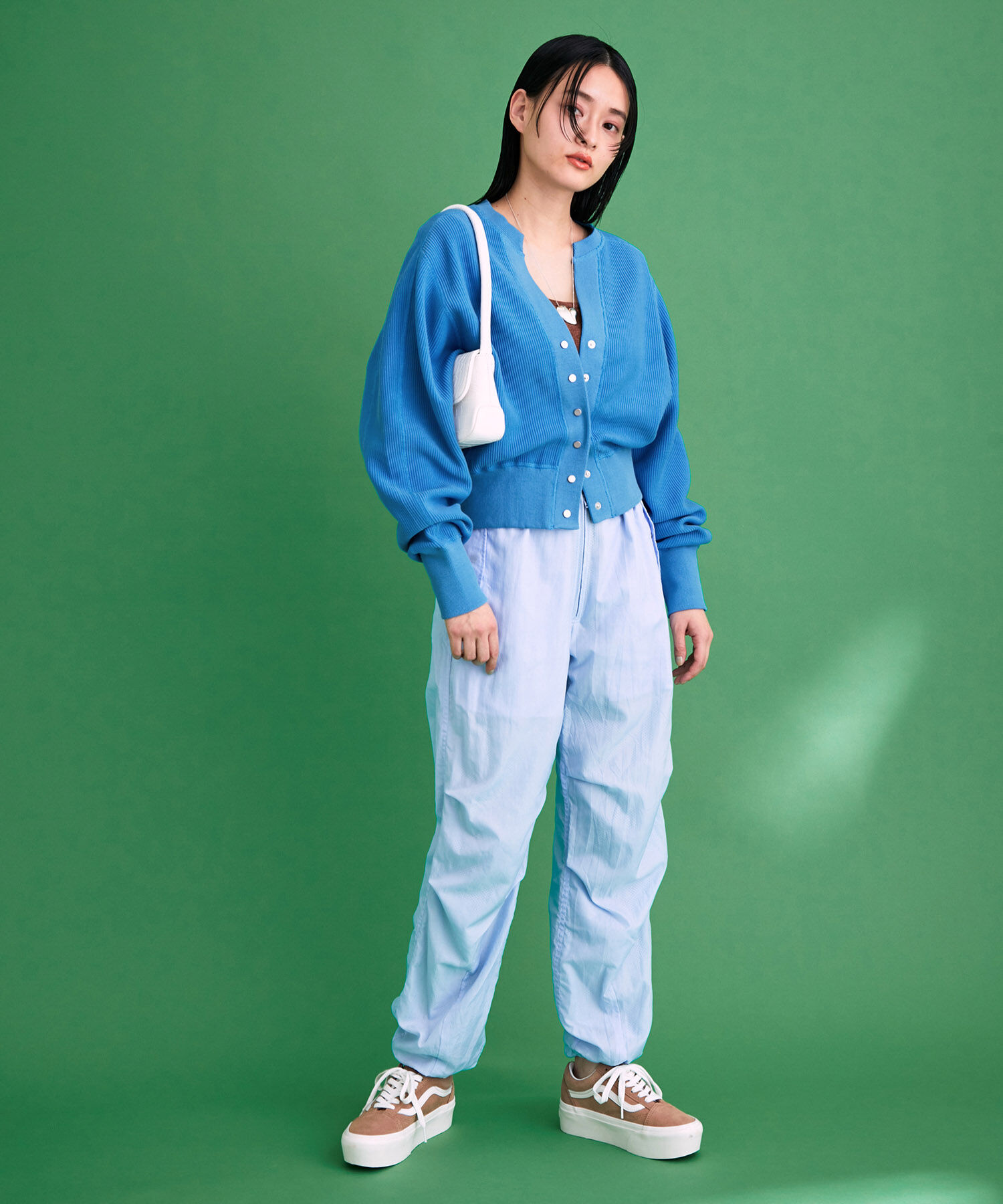 ADAM ET ROPE'「【サステナブル】キーネックスナップカーディガン」|カーディガン|