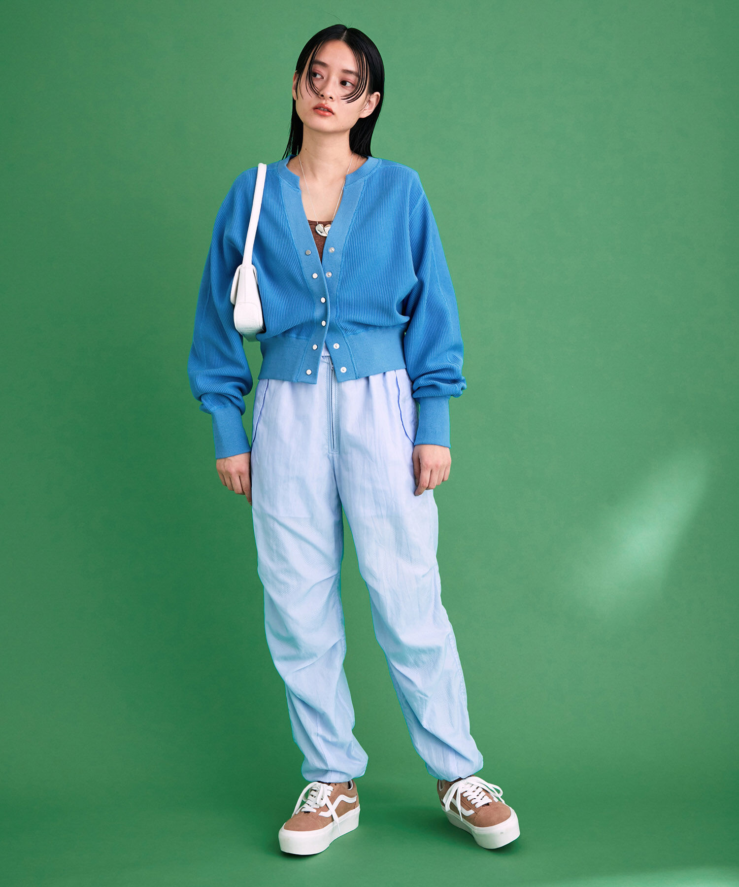 ADAM ET ROPE'「【サステナブル】キーネックスナップカーディガン」|カーディガン|