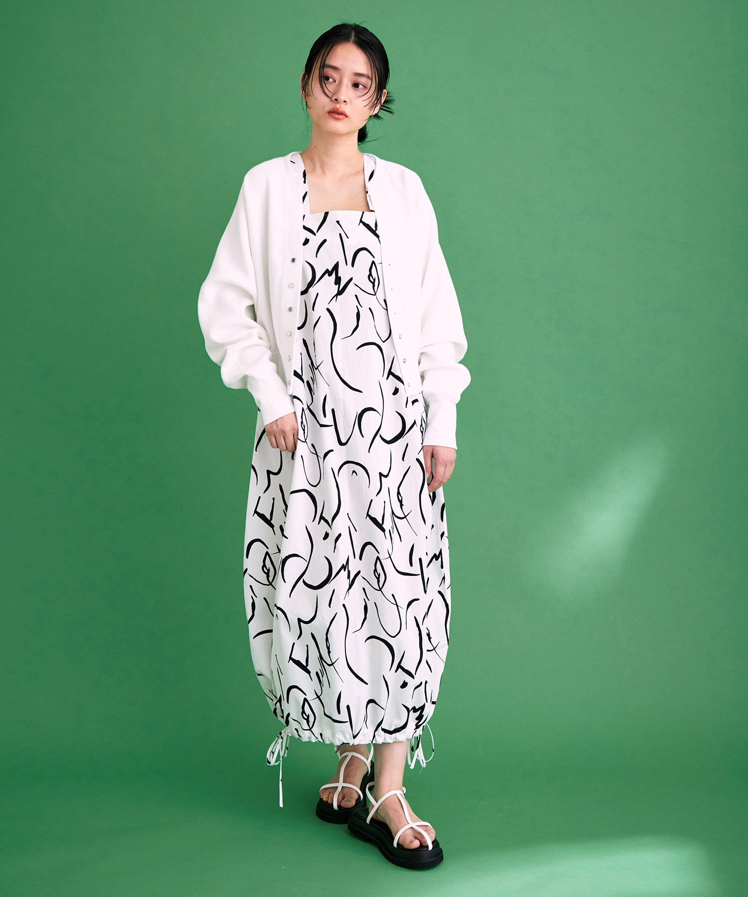 ADAM ET ROPE'「【サステナブル】キーネックスナップカーディガン」|カーディガン|