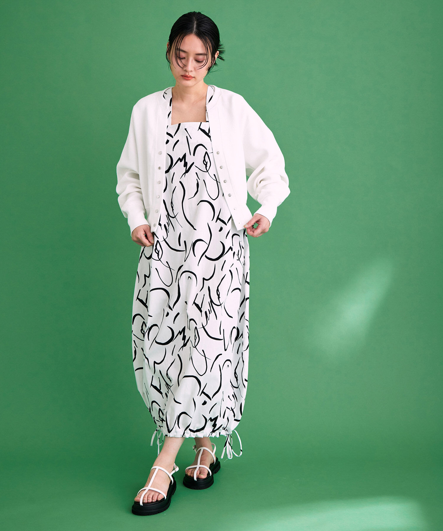 ADAM ET ROPE'「【サステナブル】キーネックスナップカーディガン」|カーディガン|