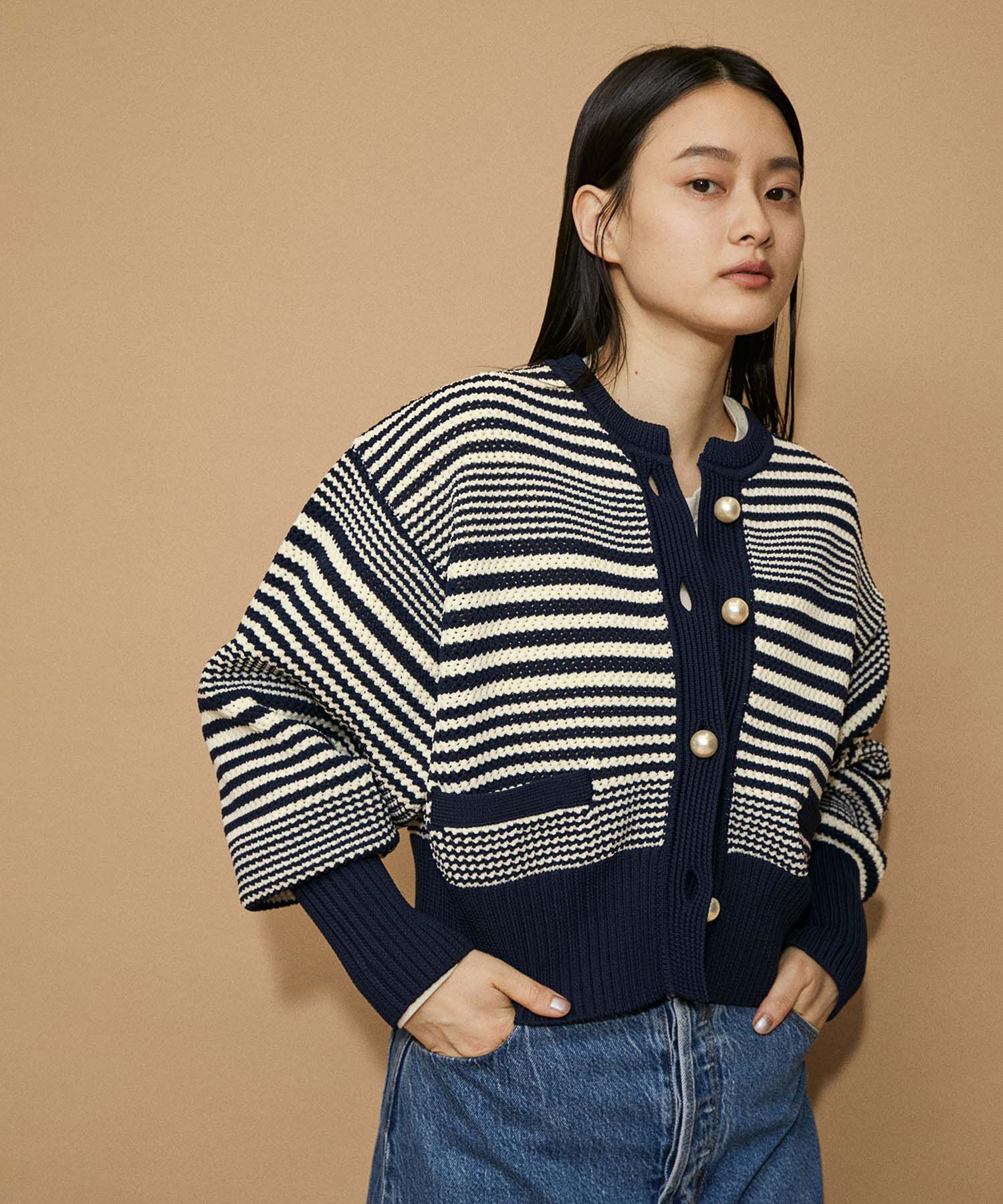 ADAM ET ROPE'「【WEB限定・一部公式サイト限定カラー】パターンニットカーディガン」|カーディガン|