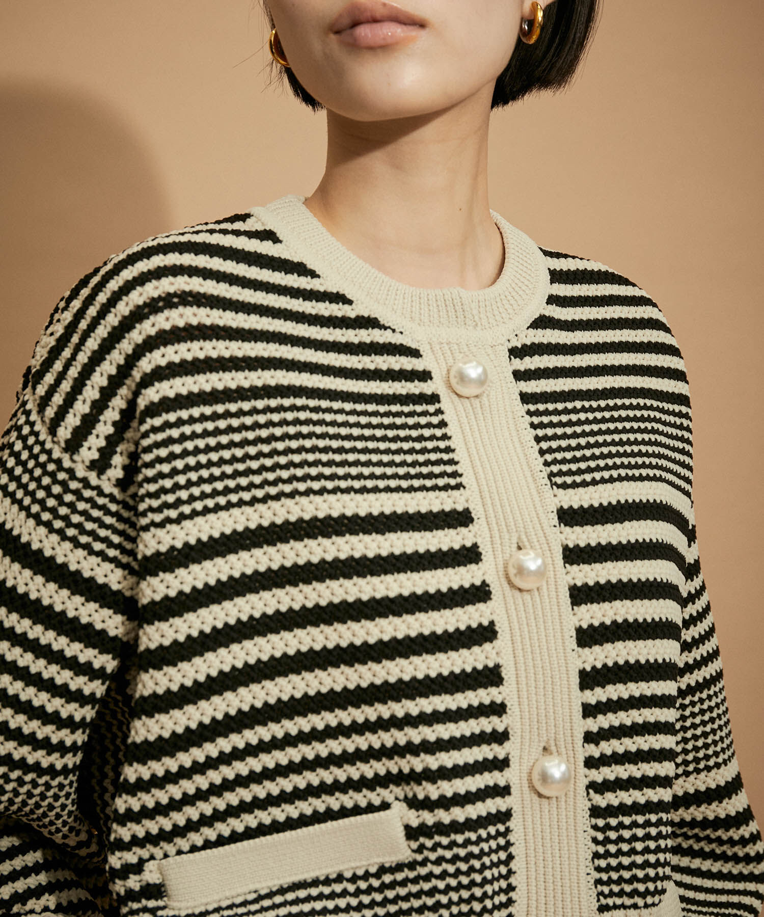 ADAM ET ROPE'「【WEB限定・一部公式サイト限定カラー】パターンニットカーディガン」|カーディガン|