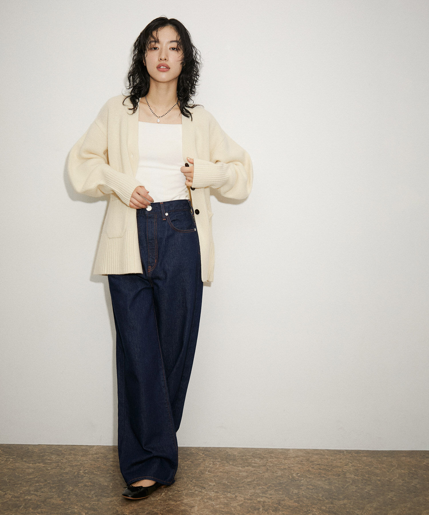 ADAM ET ROPE'「ウールカシミヤシェイプカーディガン」|カーディガン|