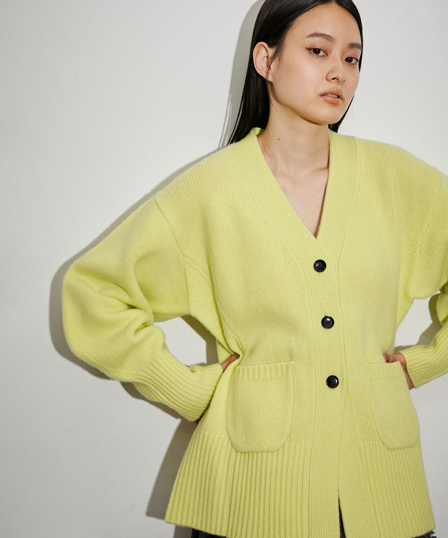 ADAM ET ROPE'「ウールカシミヤシェイプカーディガン」|カーディガン|キミドリ(34)