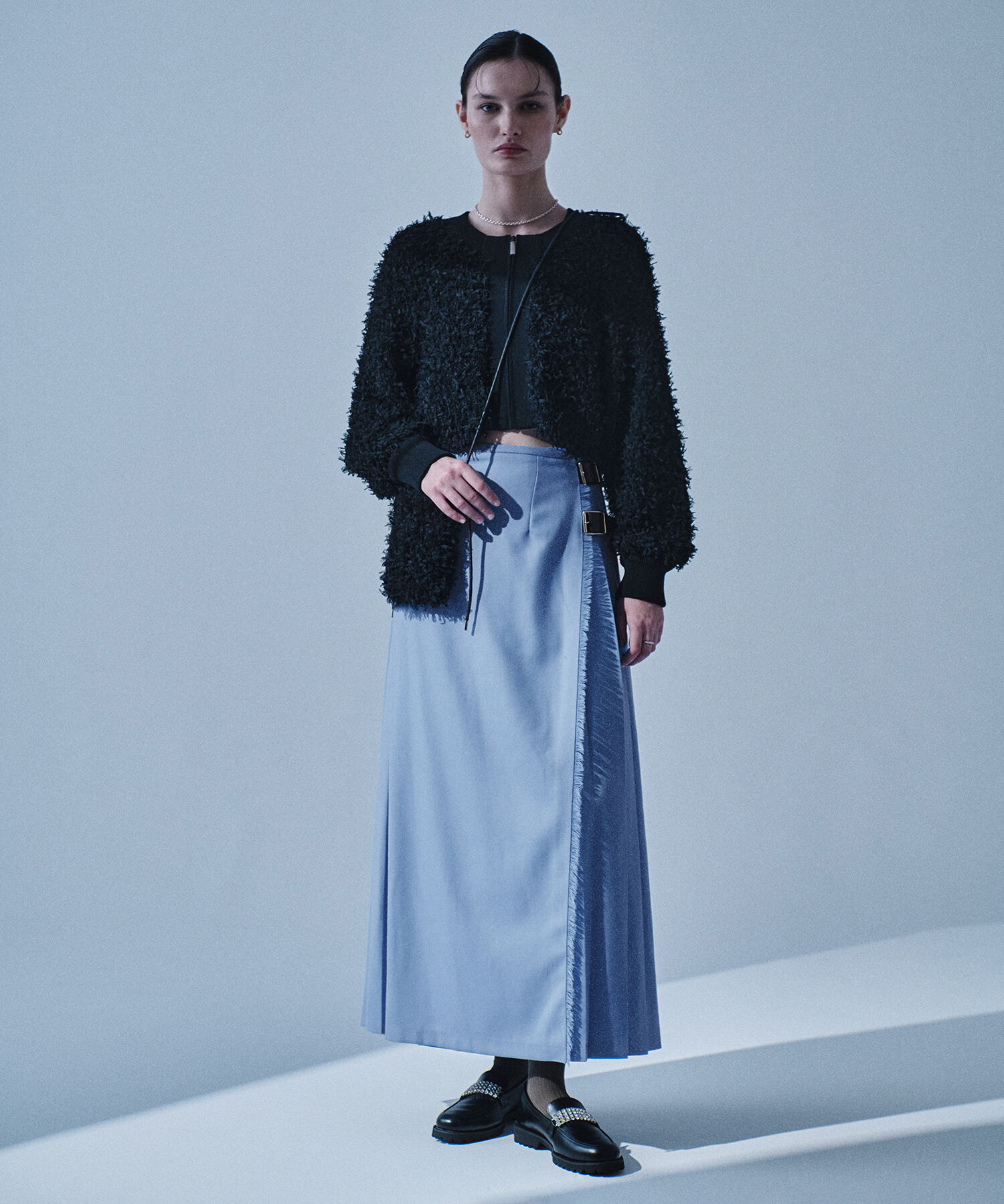 ADAM ET ROPE'「フリンジニットブルゾン」|カーディガン|