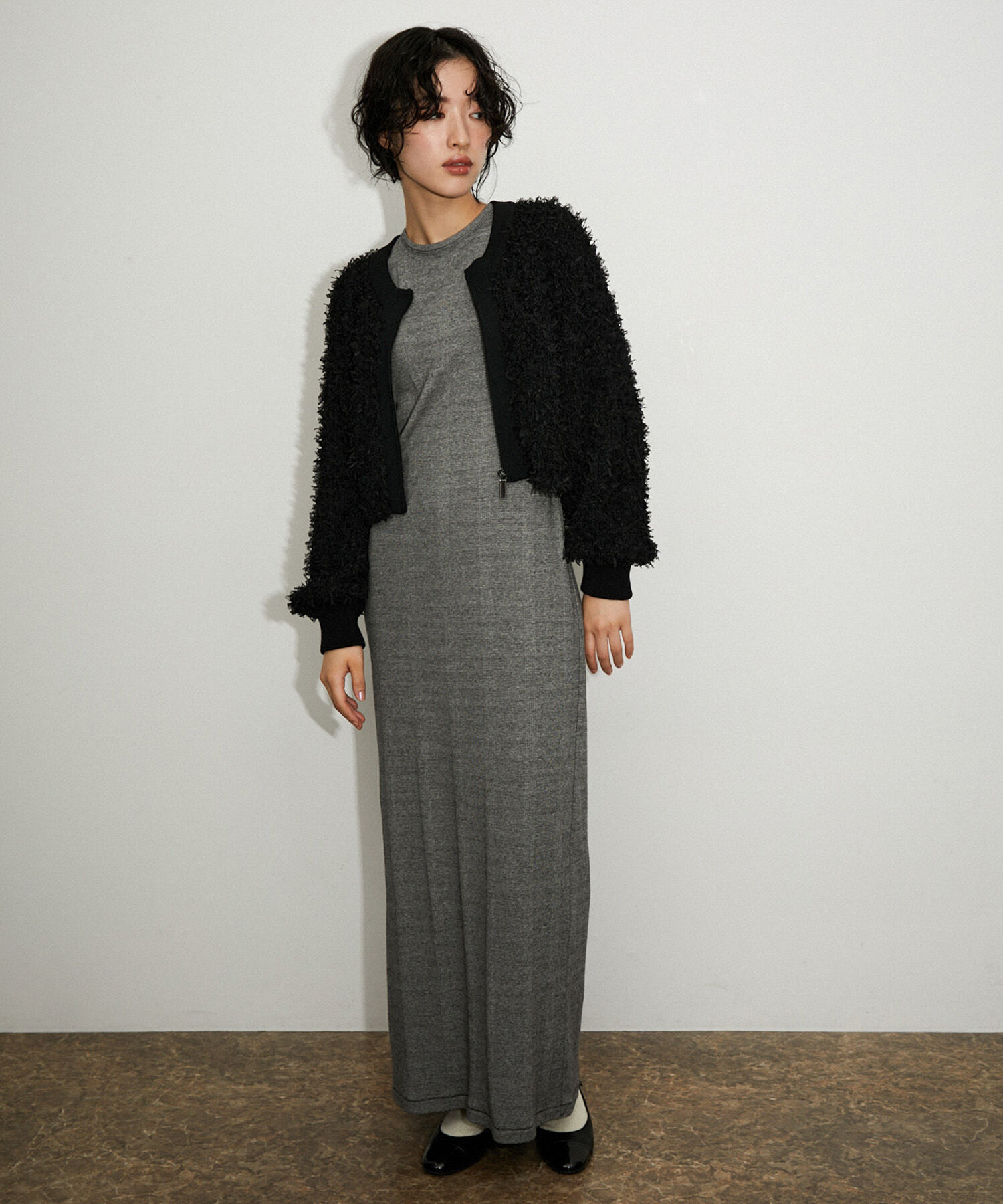 ADAM ET ROPE'「フリンジニットブルゾン」|カーディガン|